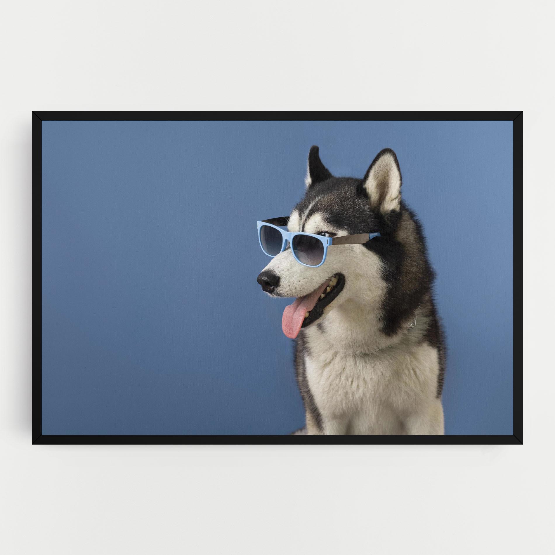 Картина на платно Blue Glasses Dog mockup 0