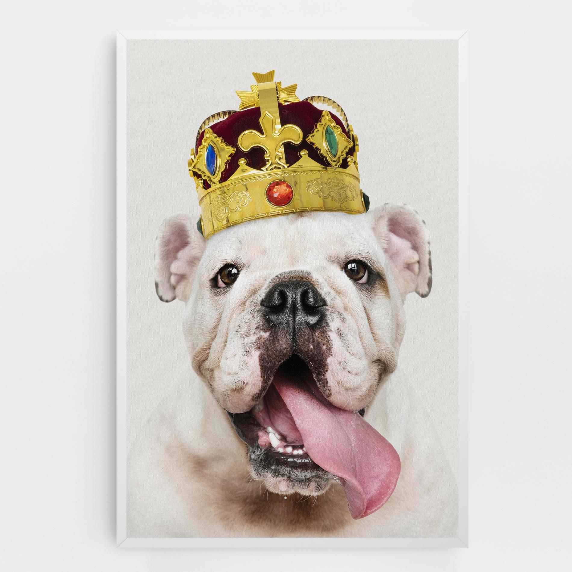 Картина на платно Bulldog Wearing Crown mockup 0