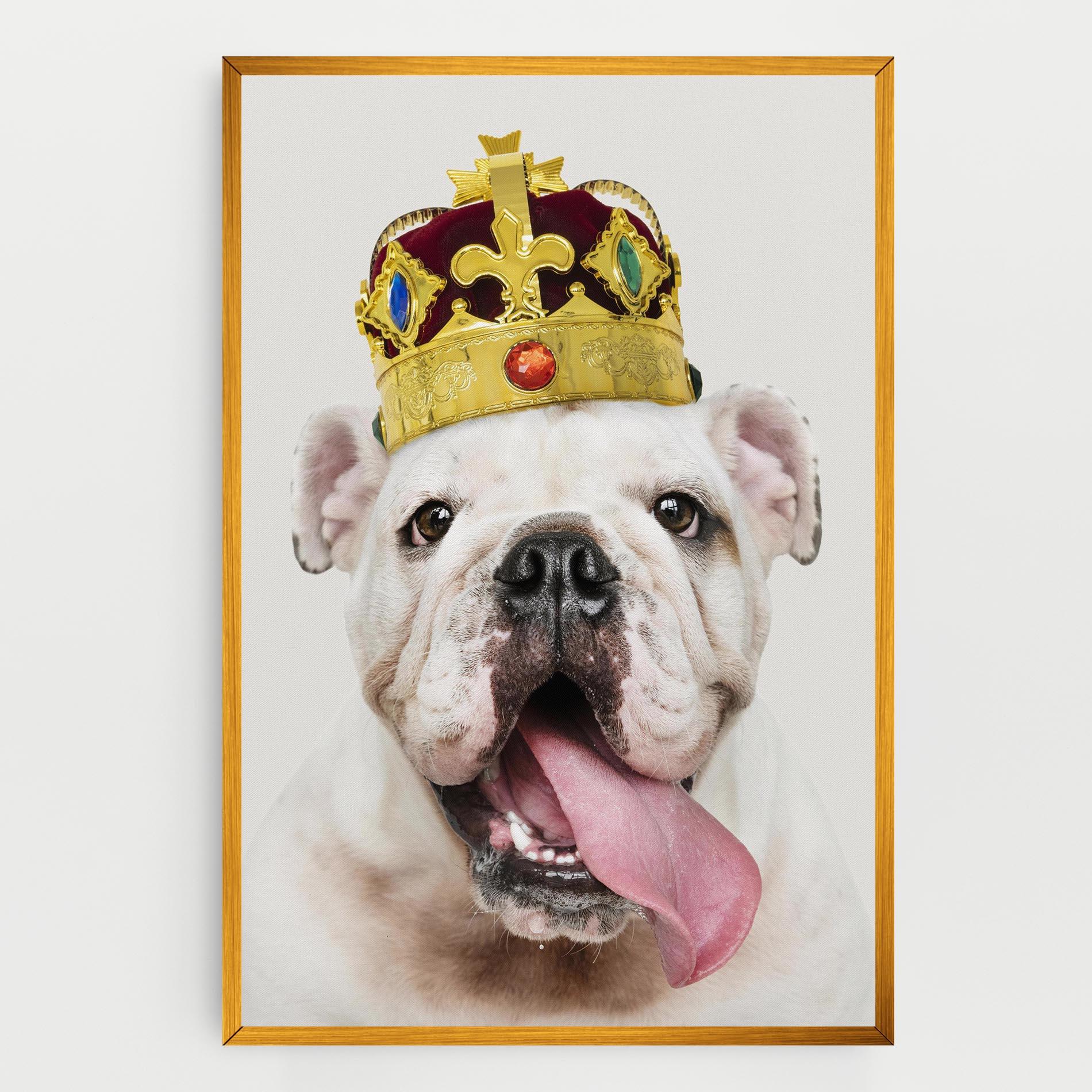 Картина на платно Bulldog Wearing Crown mockup 0