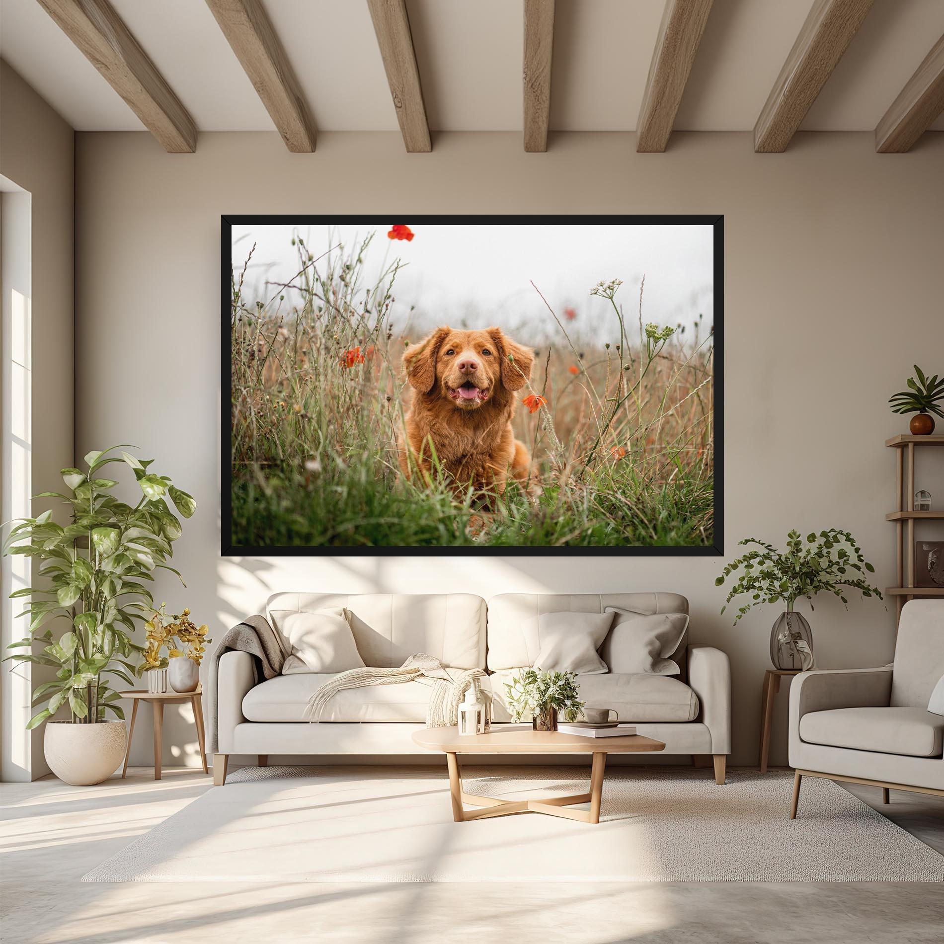 Картина на платно Red Flowers Dog mockup 6