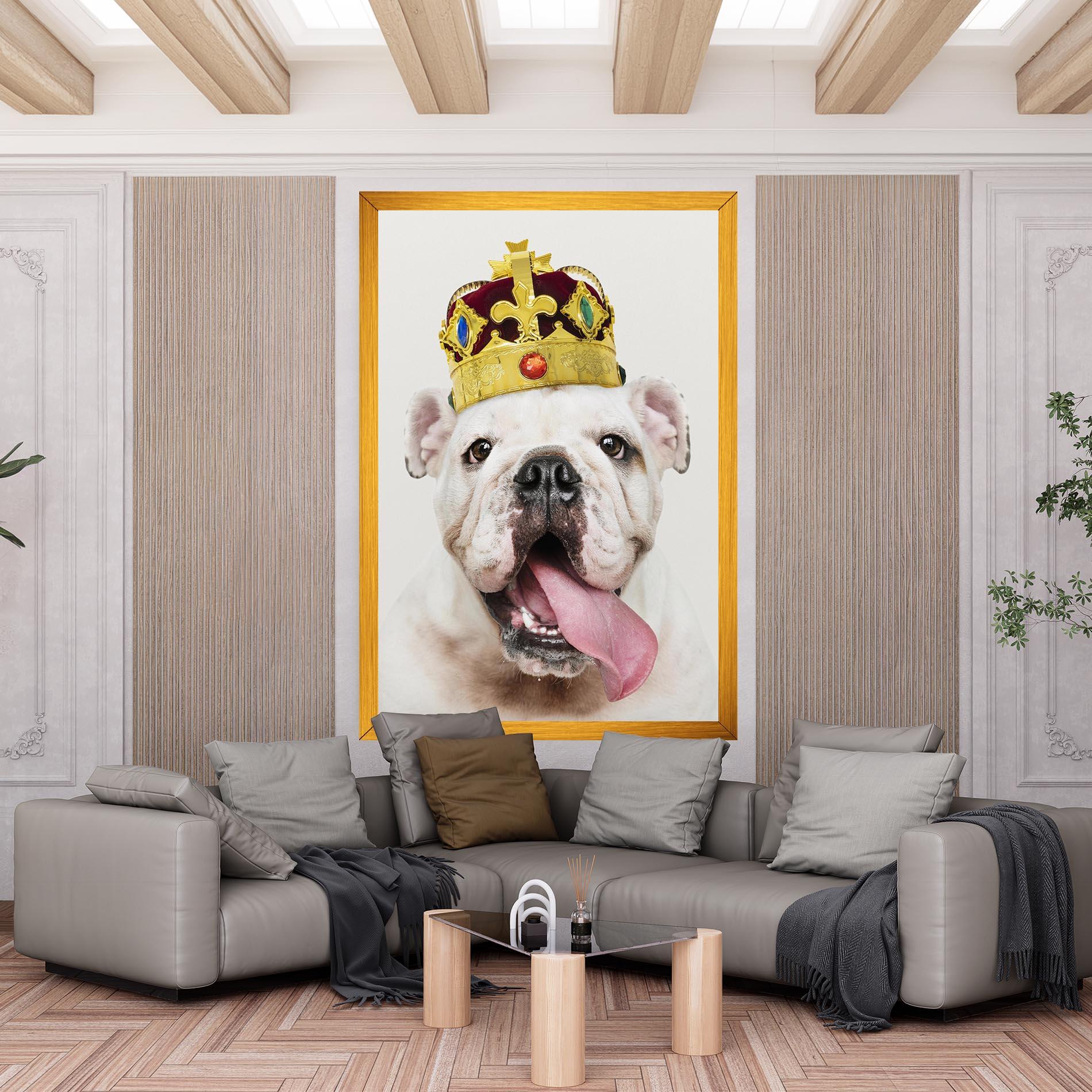 Картина на платно Bulldog Wearing Crown mockup 6
