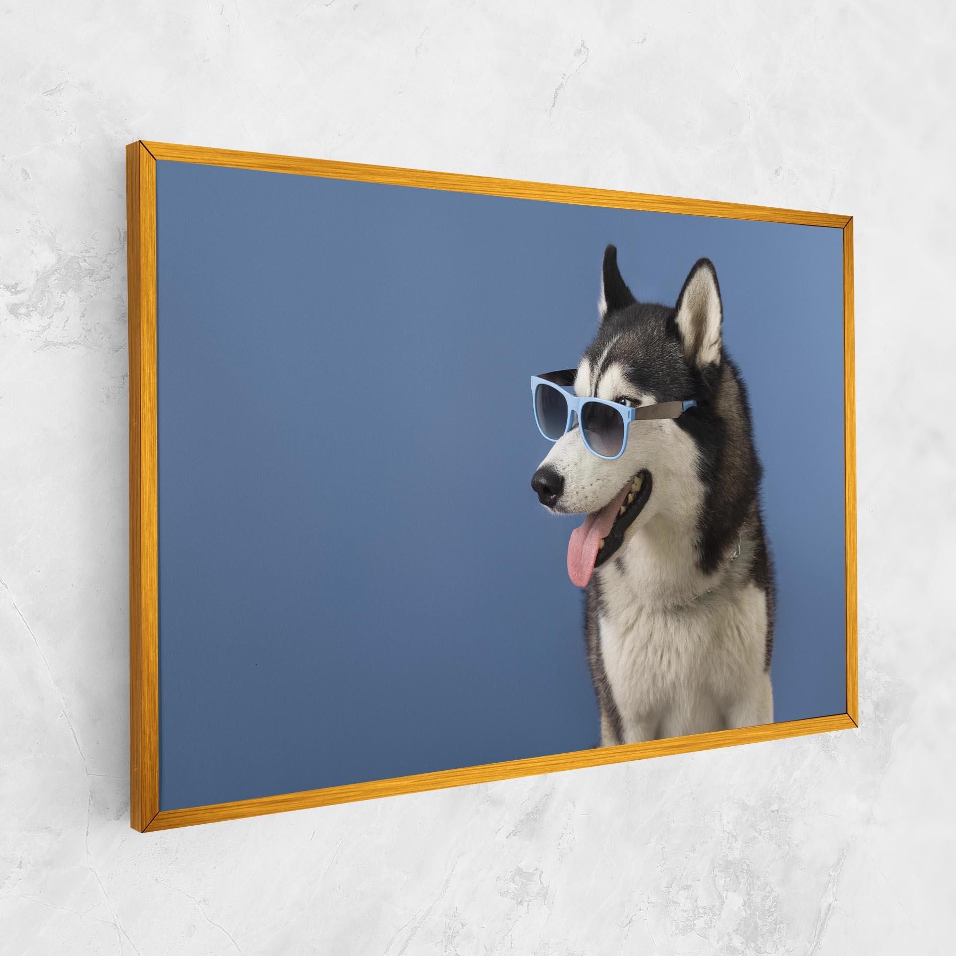 Картина на платно Blue Glasses Dog mockup 1