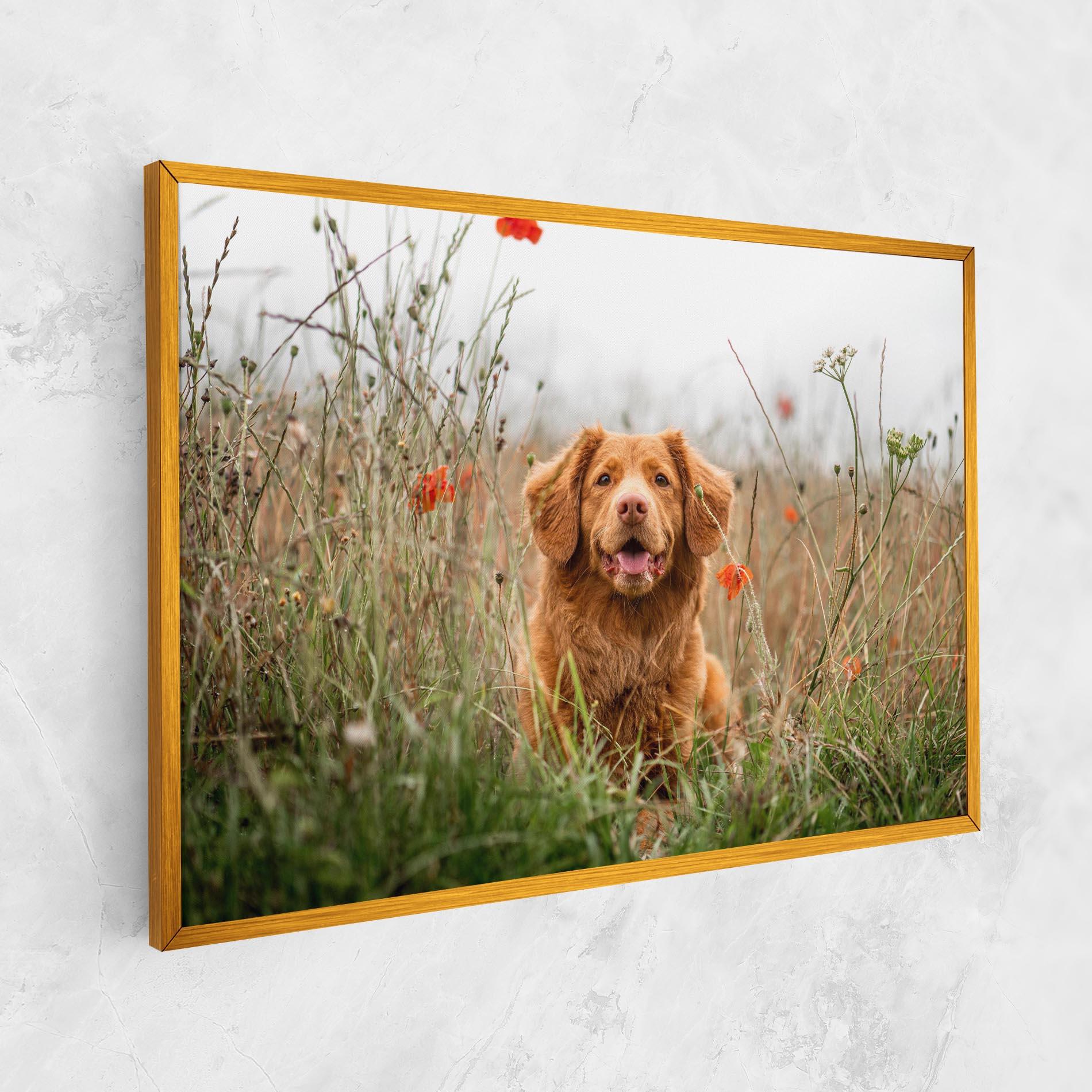 Картина на платно Red Flowers Dog mockup 1