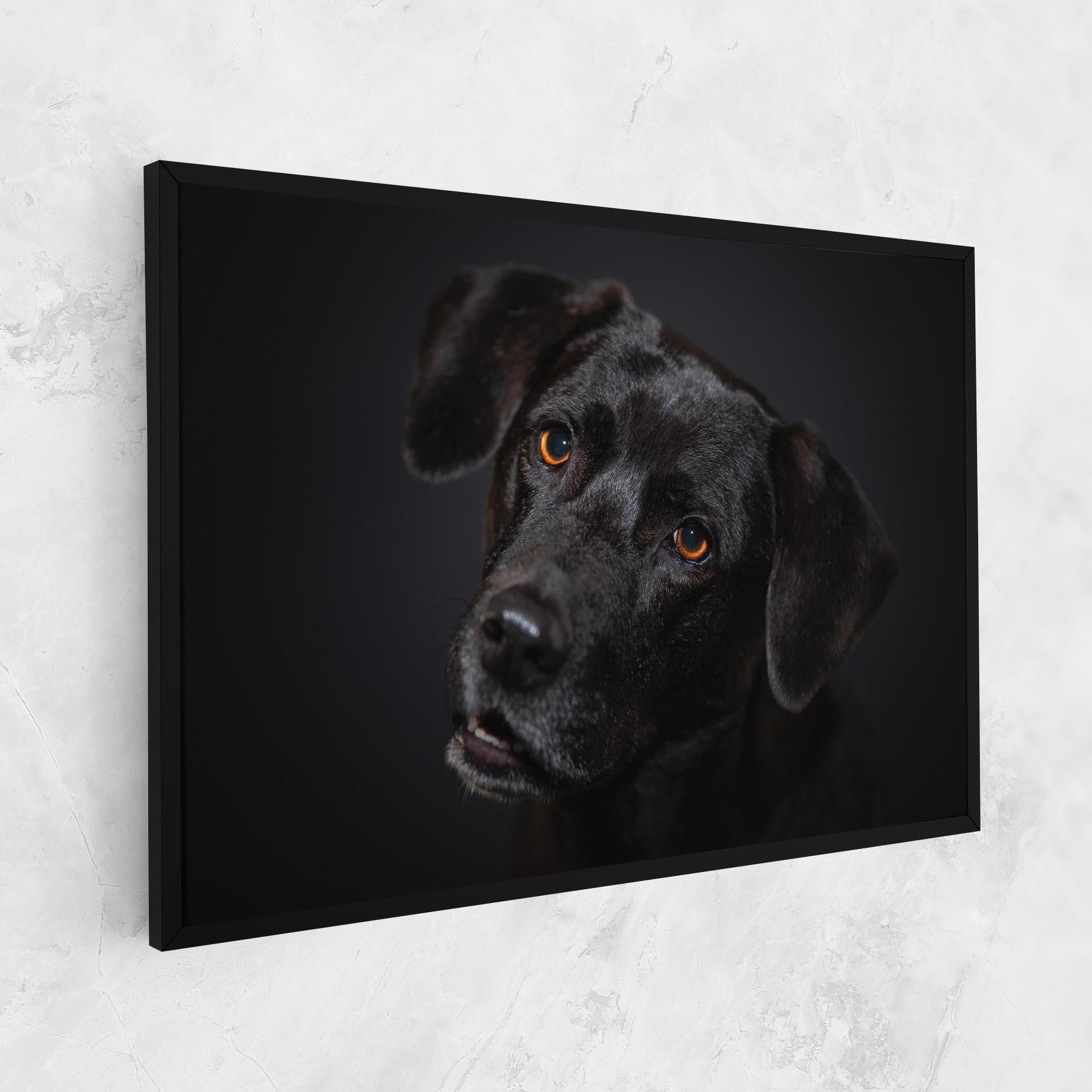Картина на платно Black Dog Portrait mockup 1