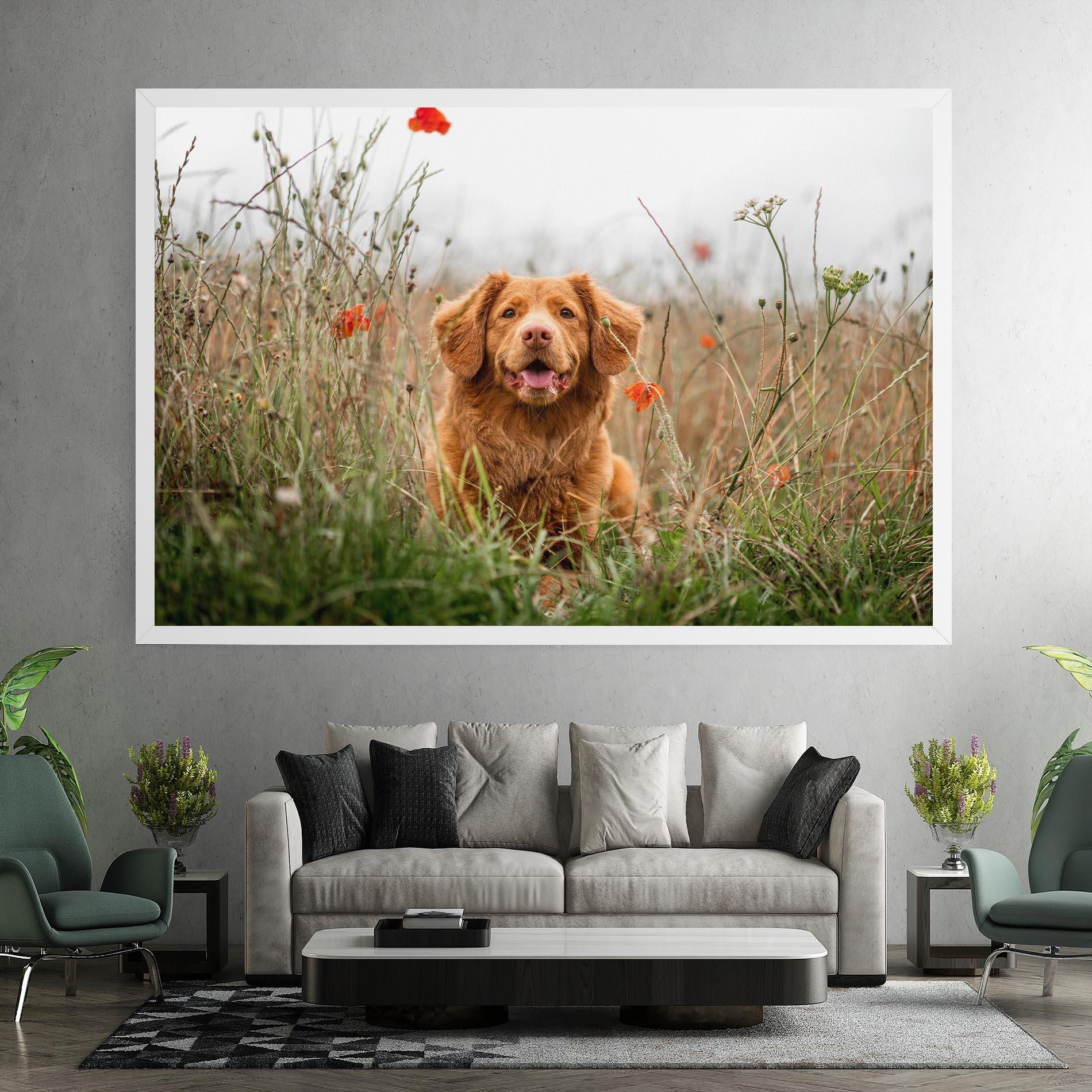 Картина на платно Red Flowers Dog mockup 7