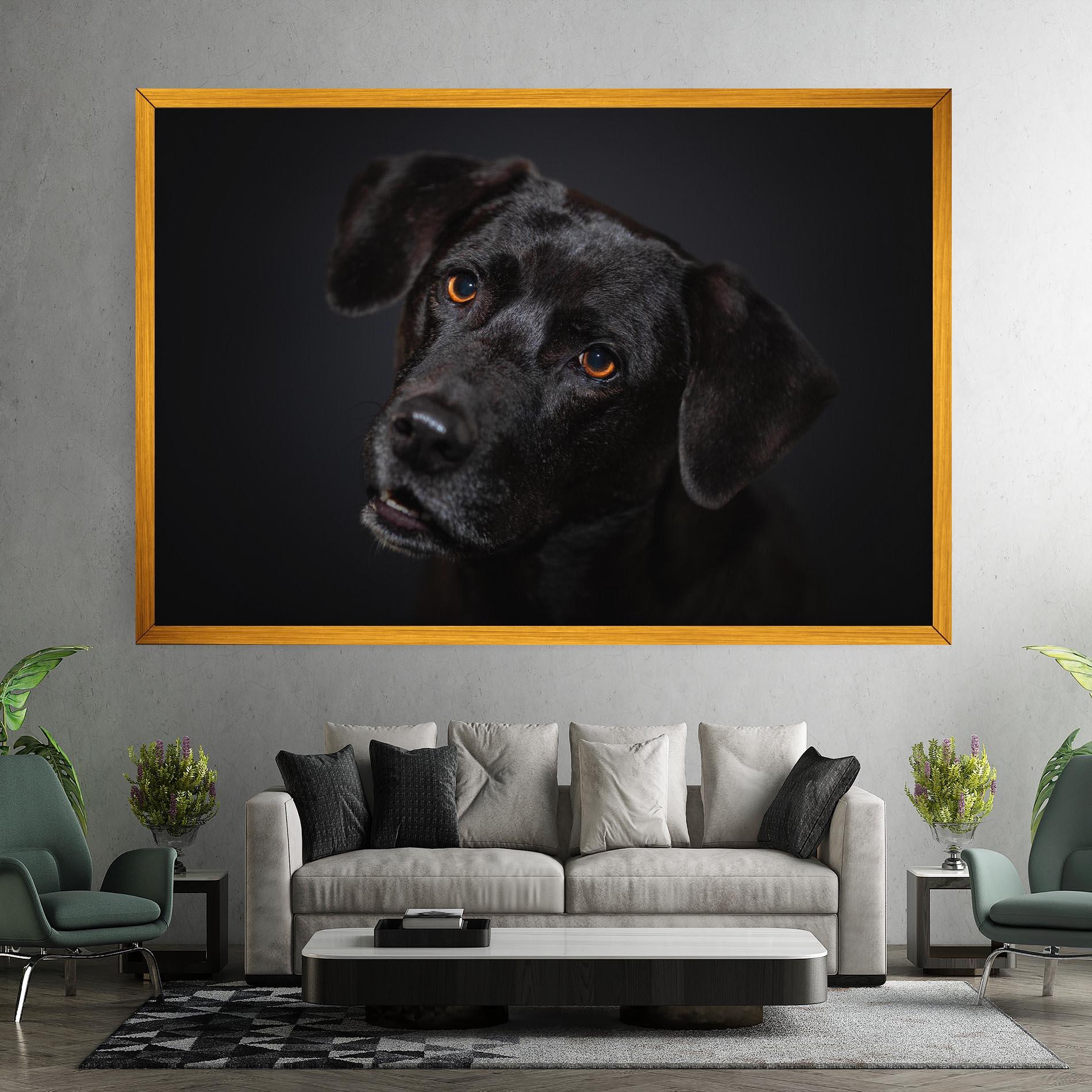 Картина на платно Black Dog Portrait mockup 7