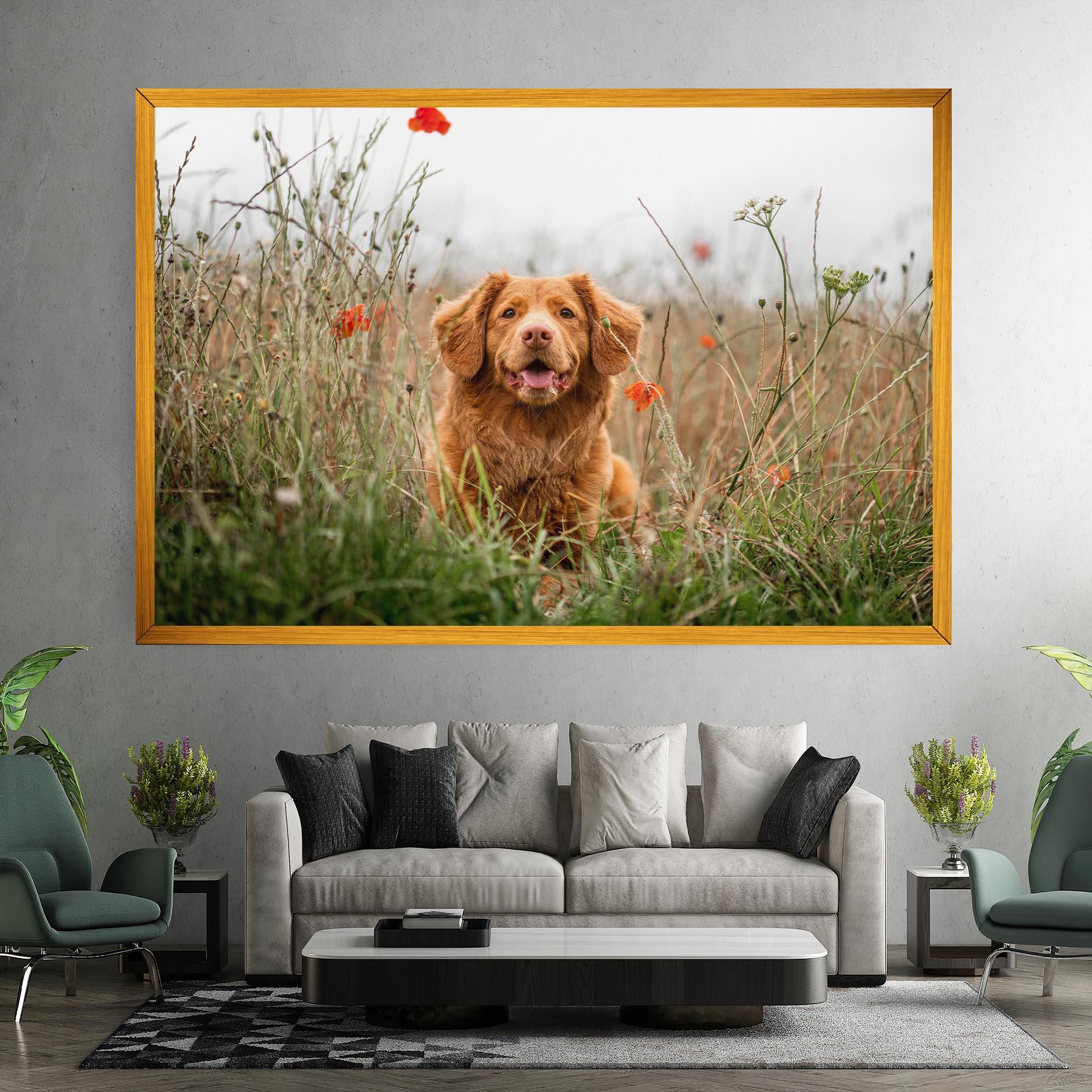 Картина на платно Red Flowers Dog mockup 7