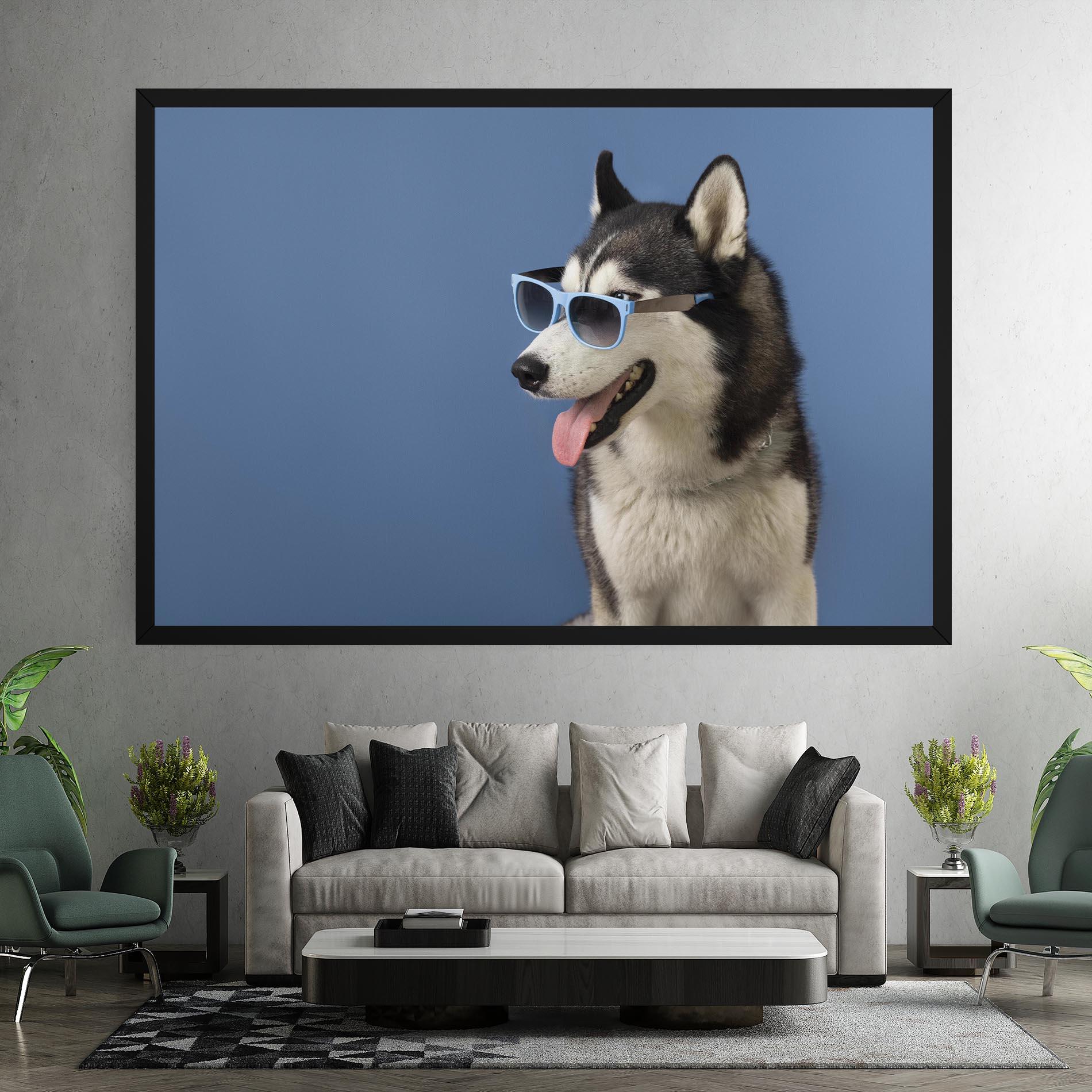 Картина на платно Blue Glasses Dog mockup 7