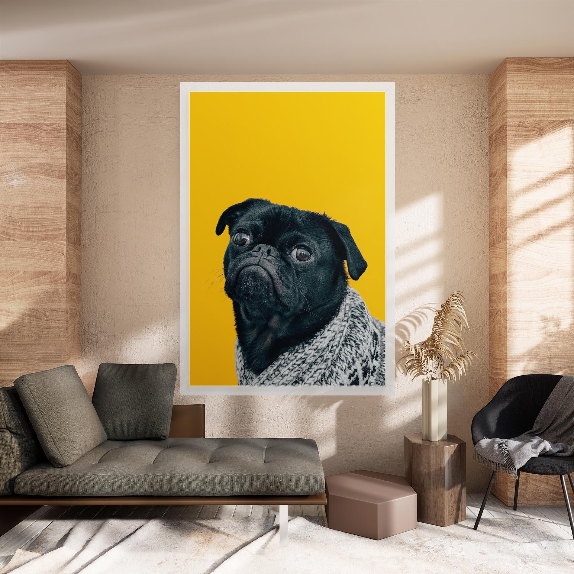 Картина на платно Black Pug mockup 8