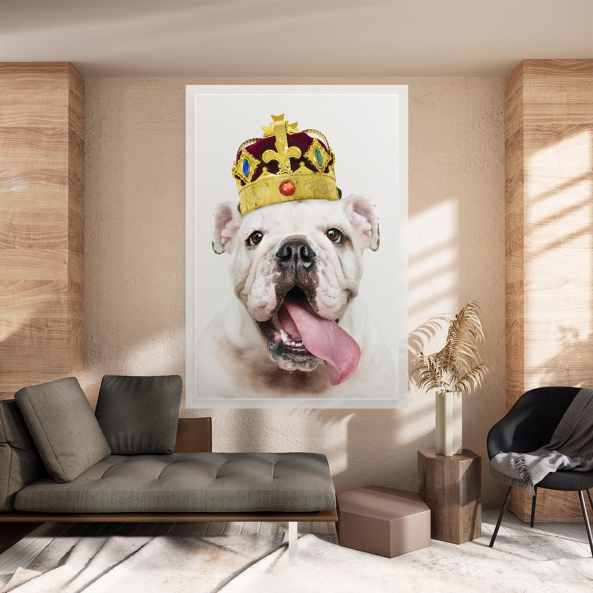 Картина на платно Bulldog Wearing Crown mockup 8