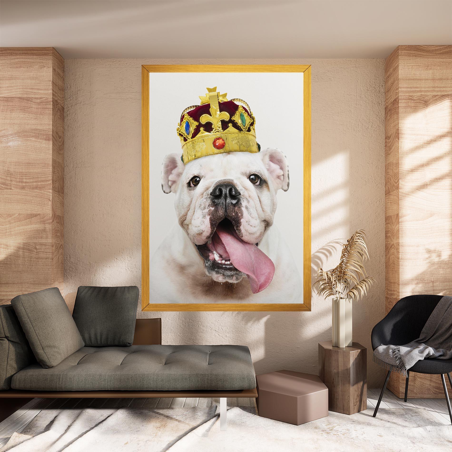 Картина на платно Bulldog Wearing Crown mockup 8
