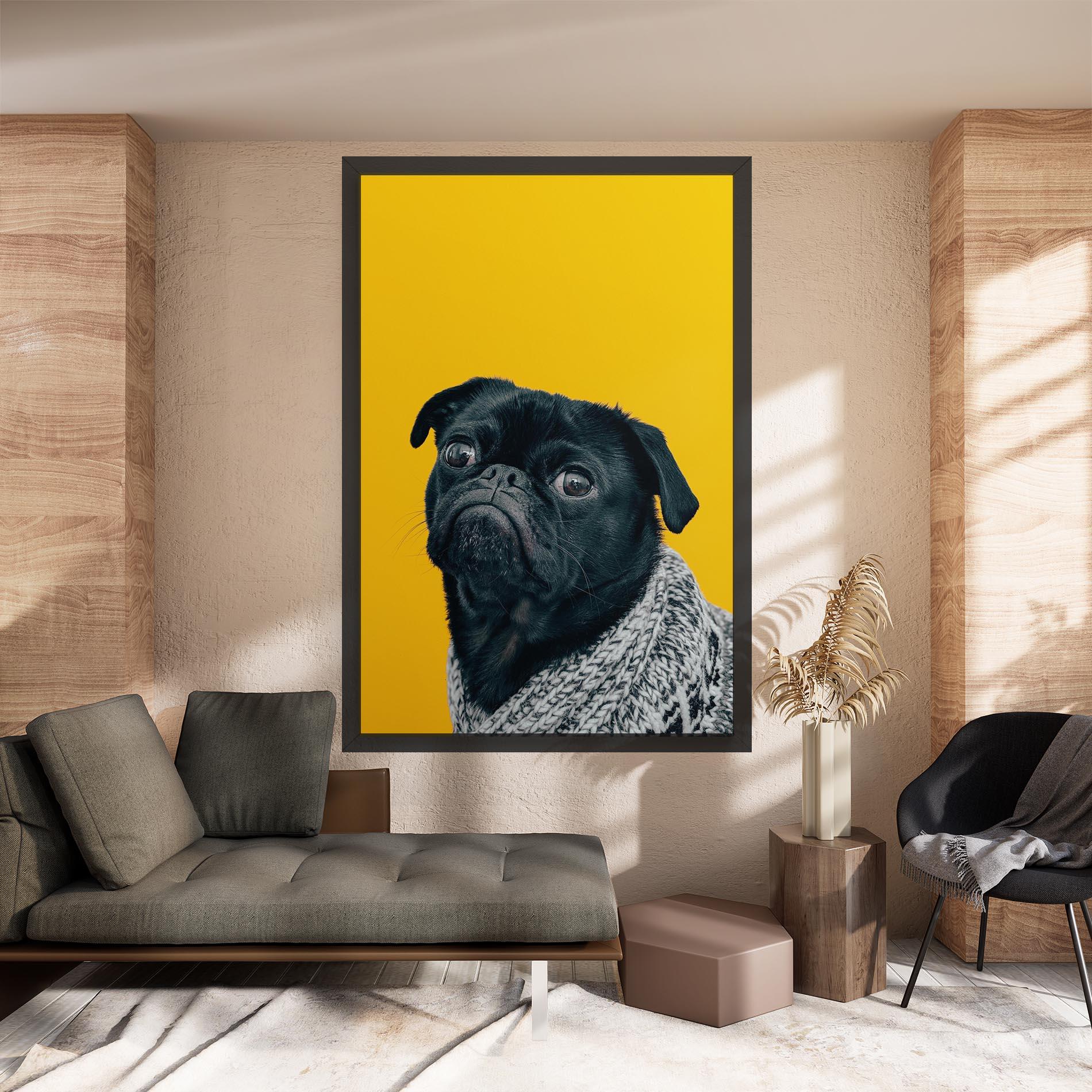 Картина на платно Black Pug mockup 8