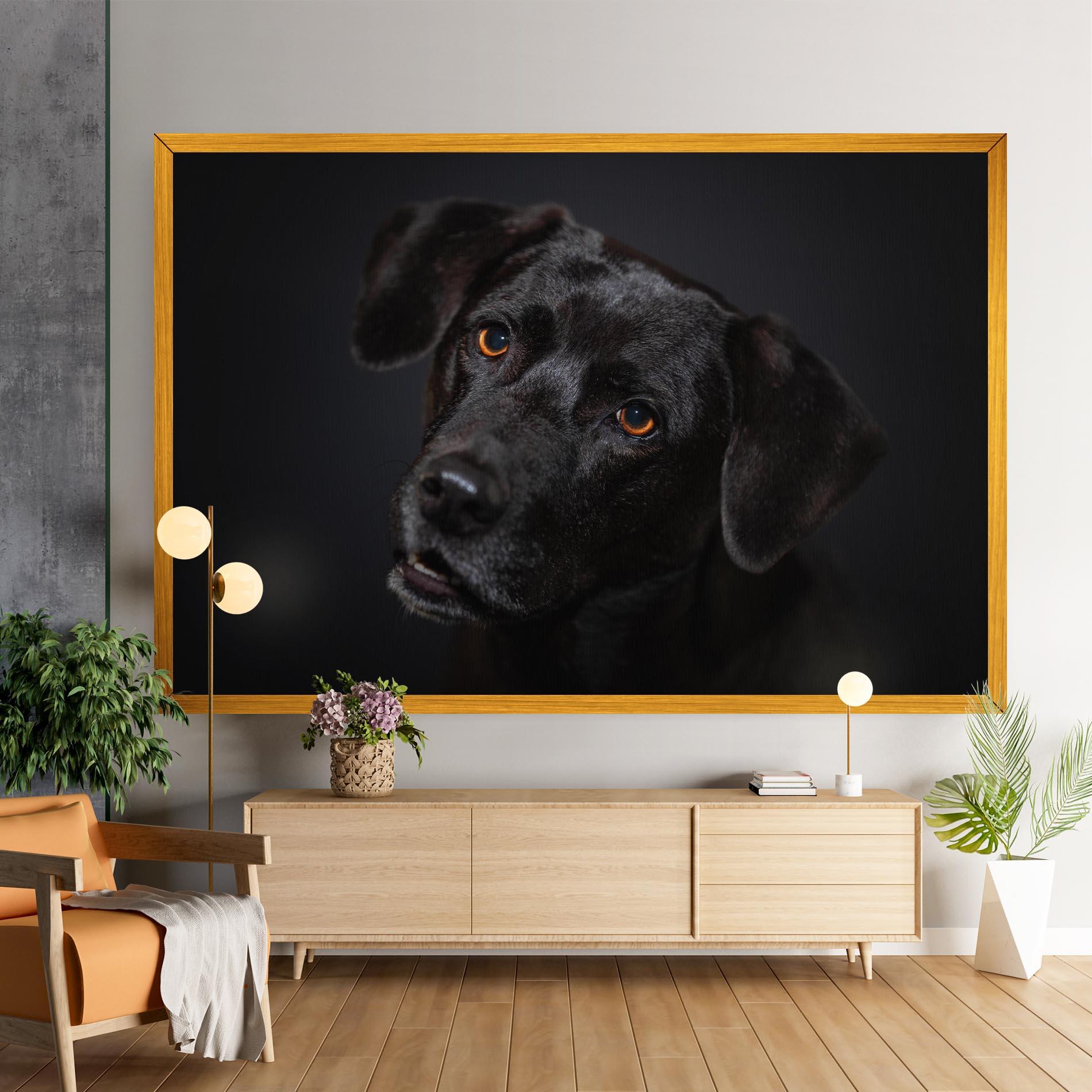 Картина на платно Black Dog Portrait mockup 9