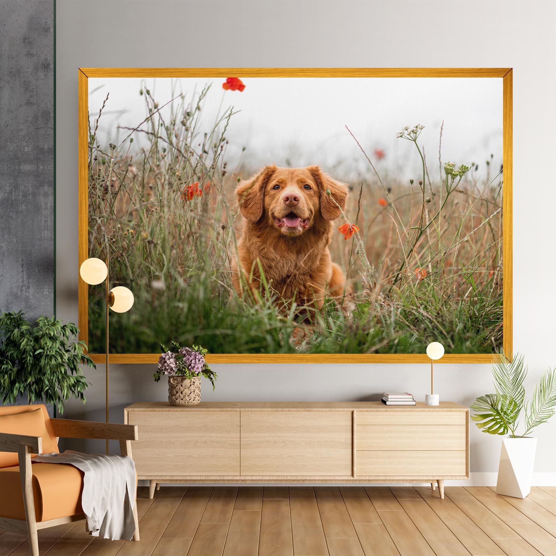 Картина на платно Red Flowers Dog mockup 9