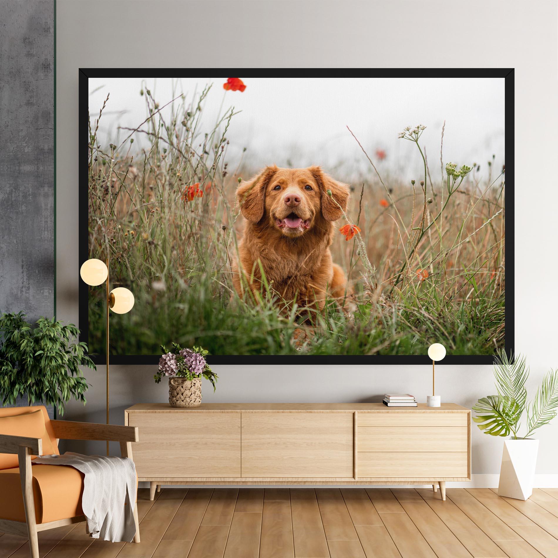 Картина на платно Red Flowers Dog mockup 9