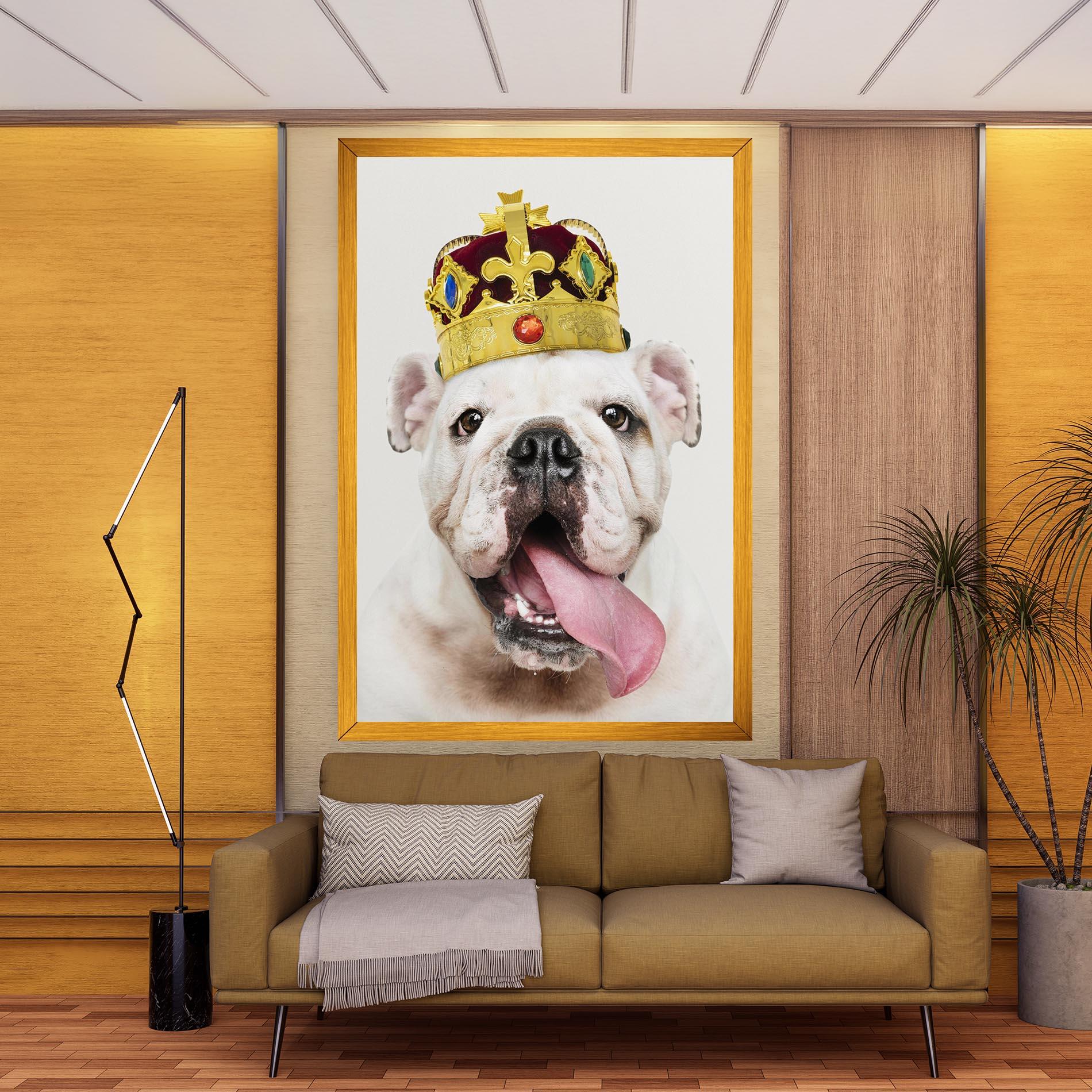 Картина на платно Bulldog Wearing Crown mockup 9