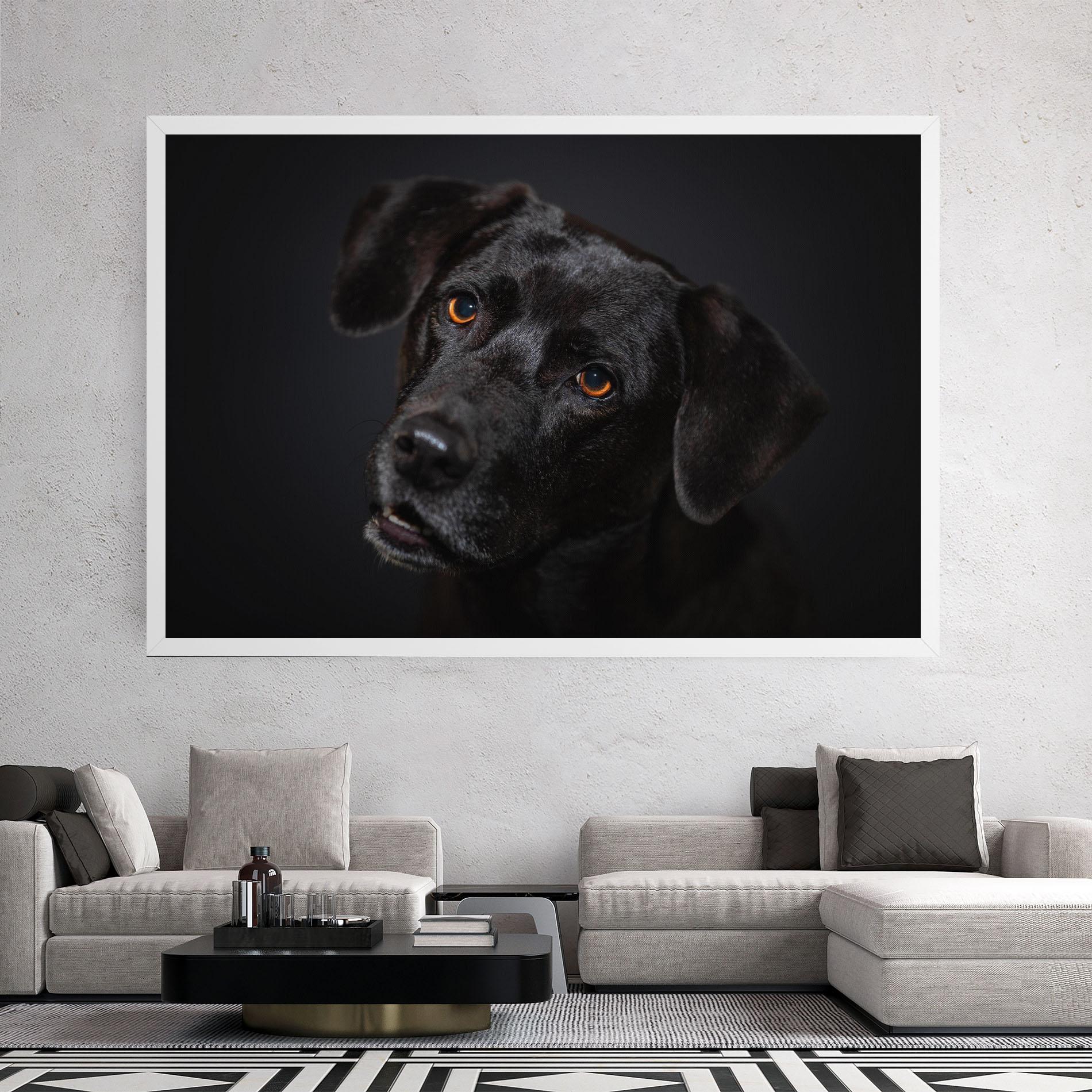 Картина на платно Black Dog Portrait mockup 2