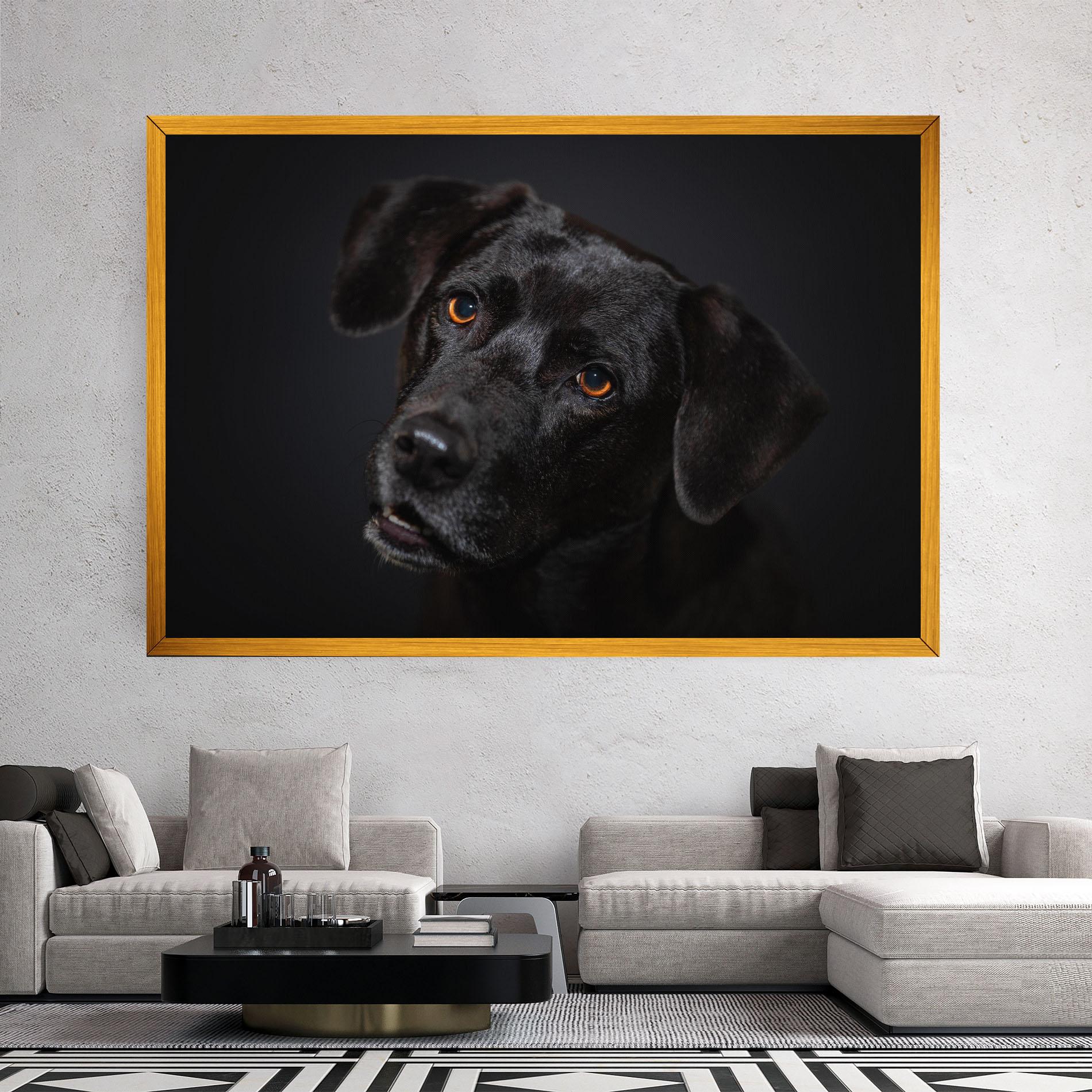 Картина на платно Black Dog Portrait mockup 2