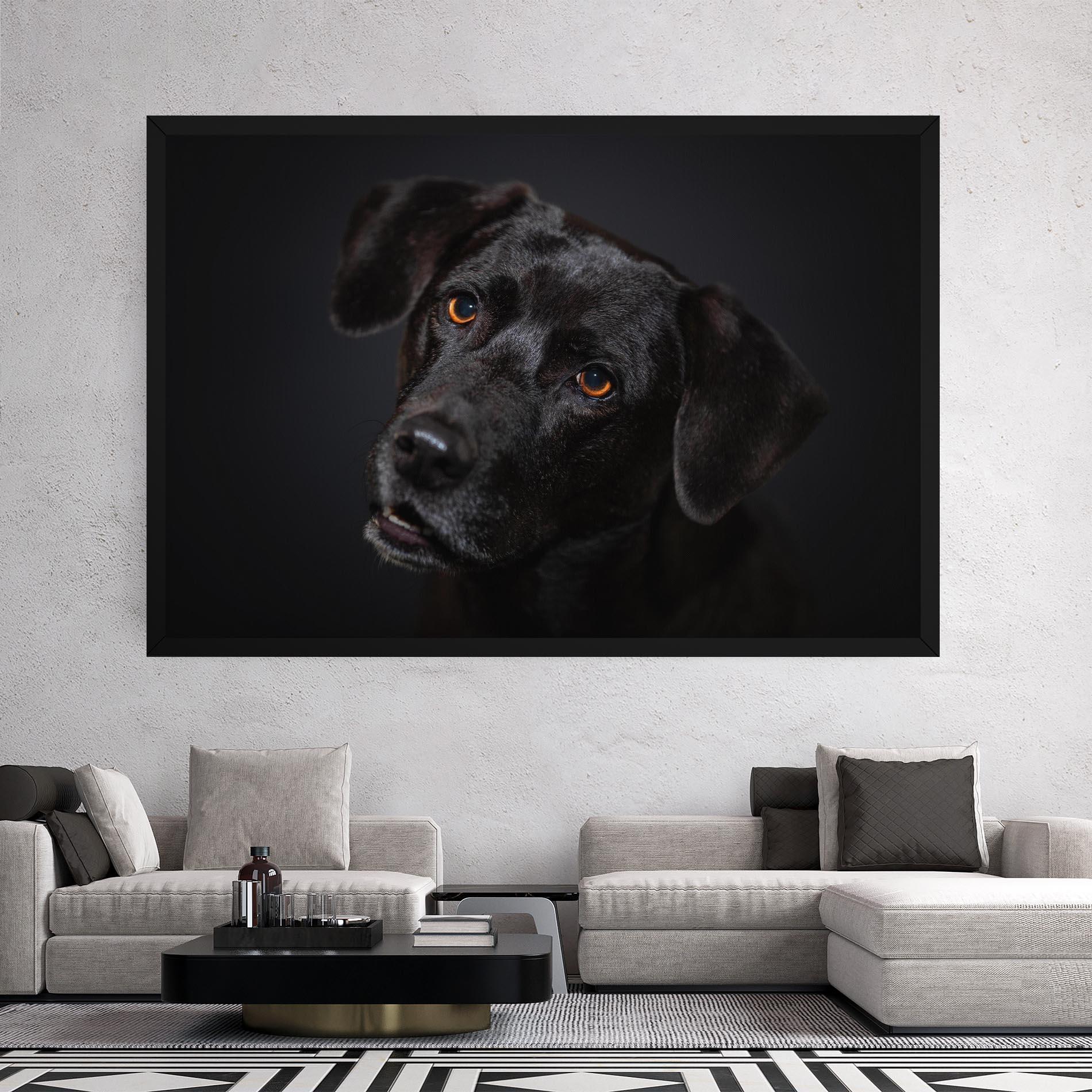 Картина на платно Black Dog Portrait mockup 2