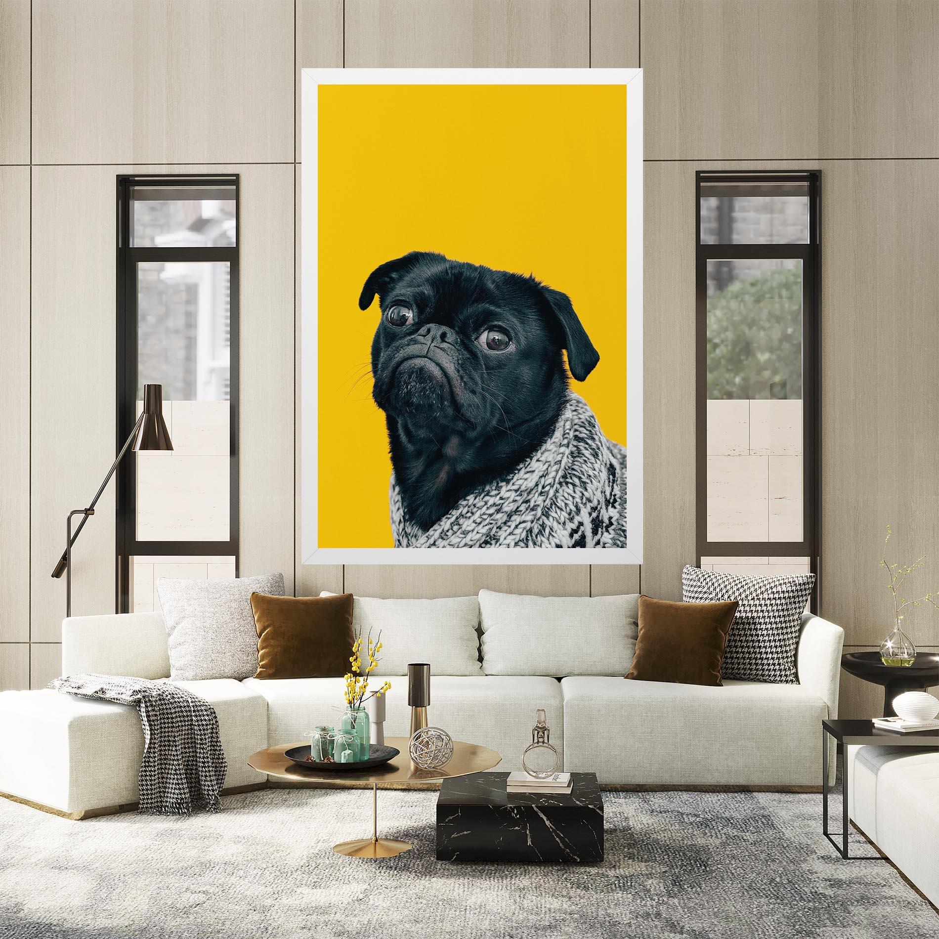 Картина на платно Black Pug mockup 2