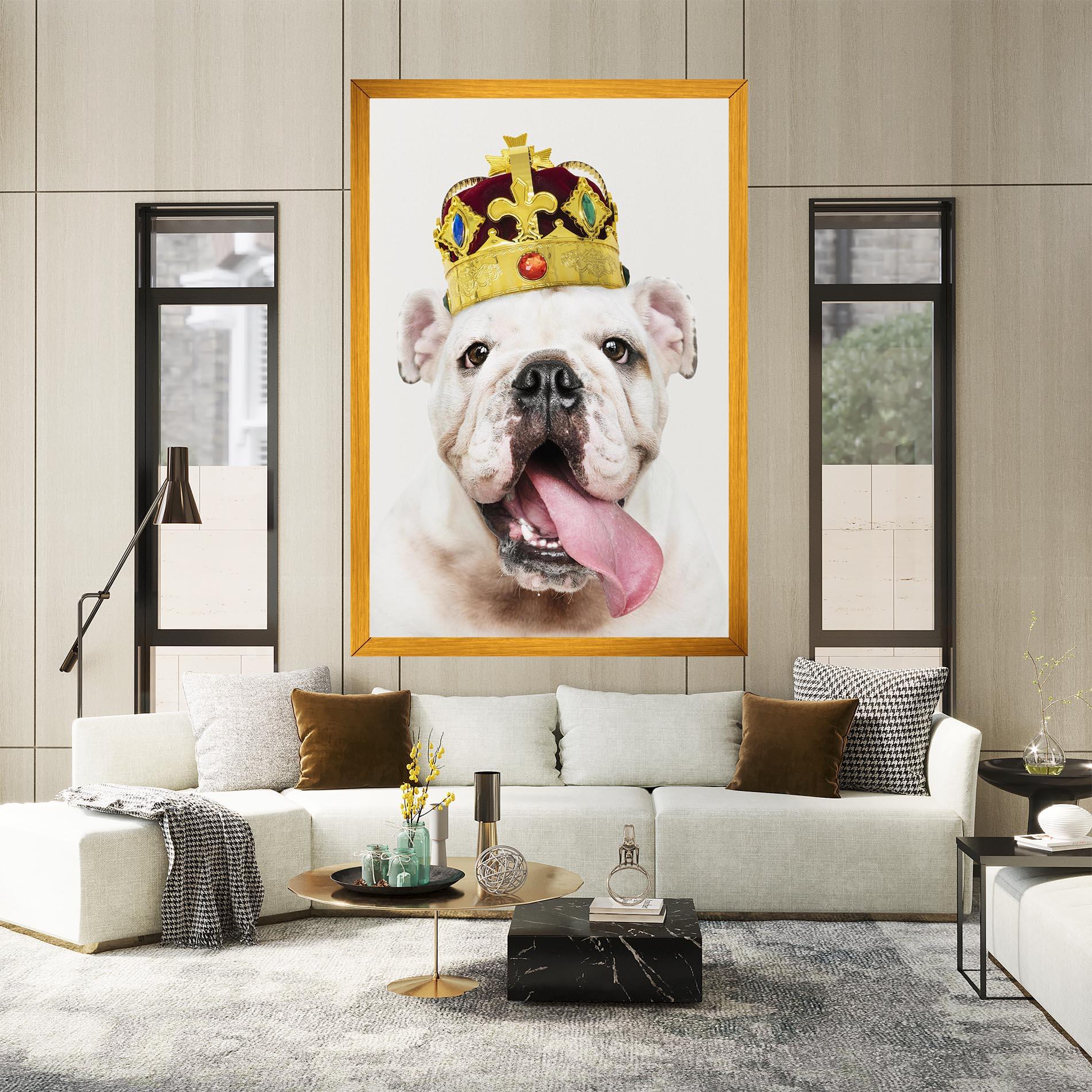 Картина на платно Bulldog Wearing Crown mockup 2
