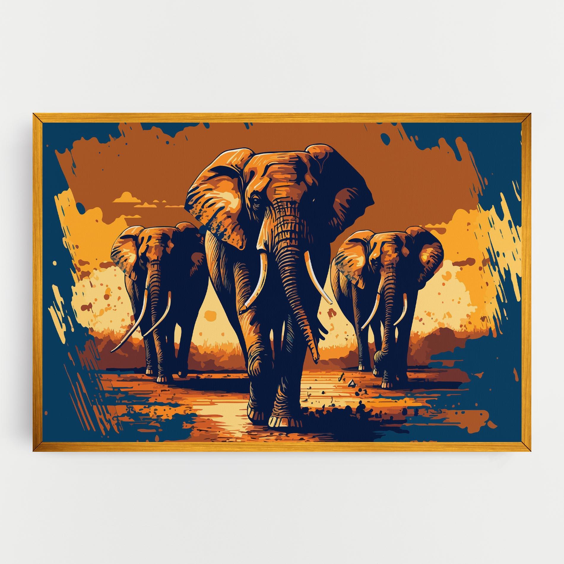 Картина на платно 3 Elephants mockup 0