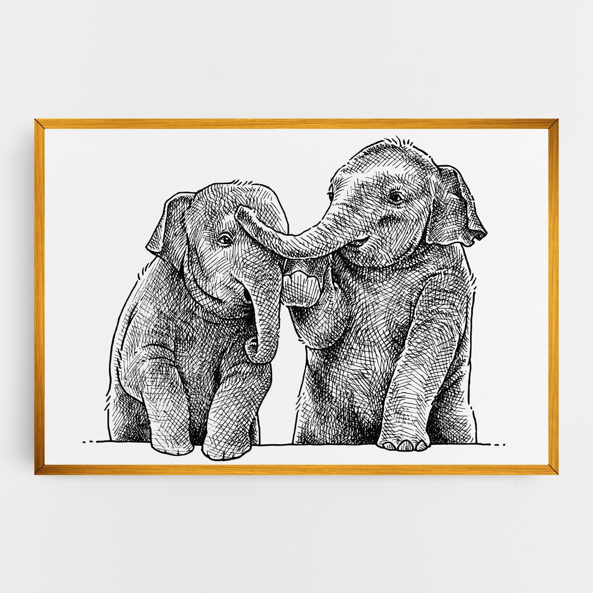 Картина на платно Baby Elephants mockup 0