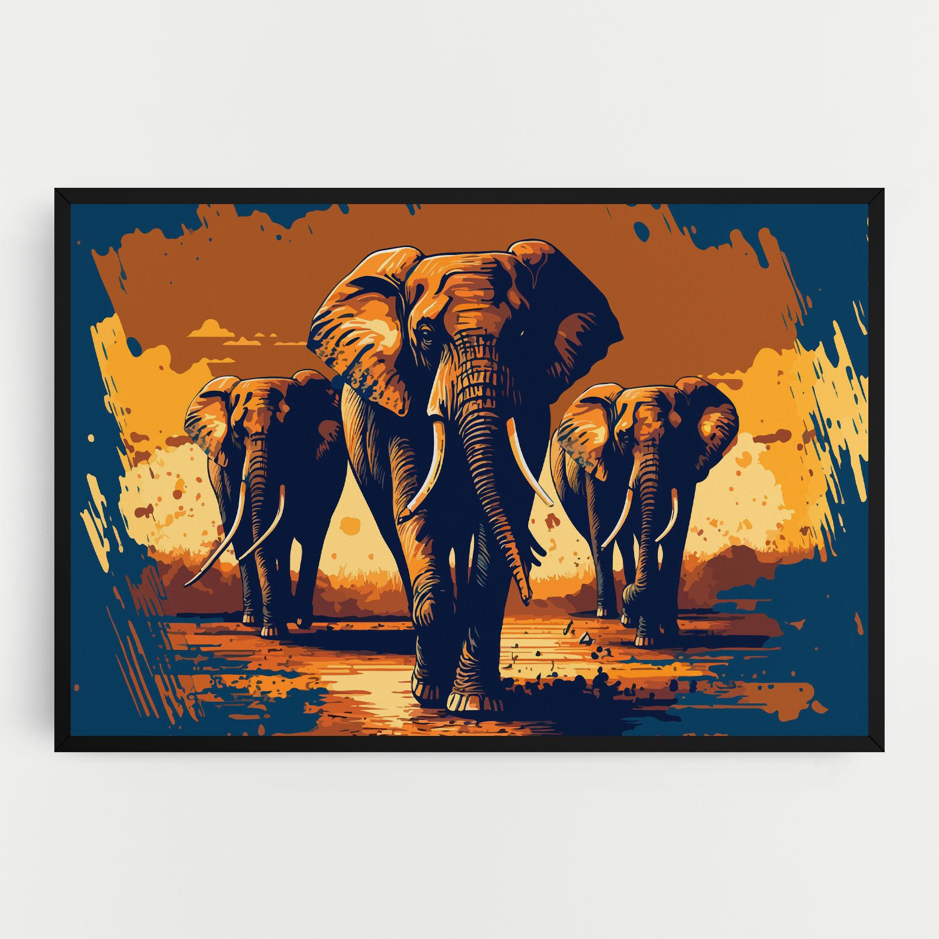 Картина на платно 3 Elephants mockup 0