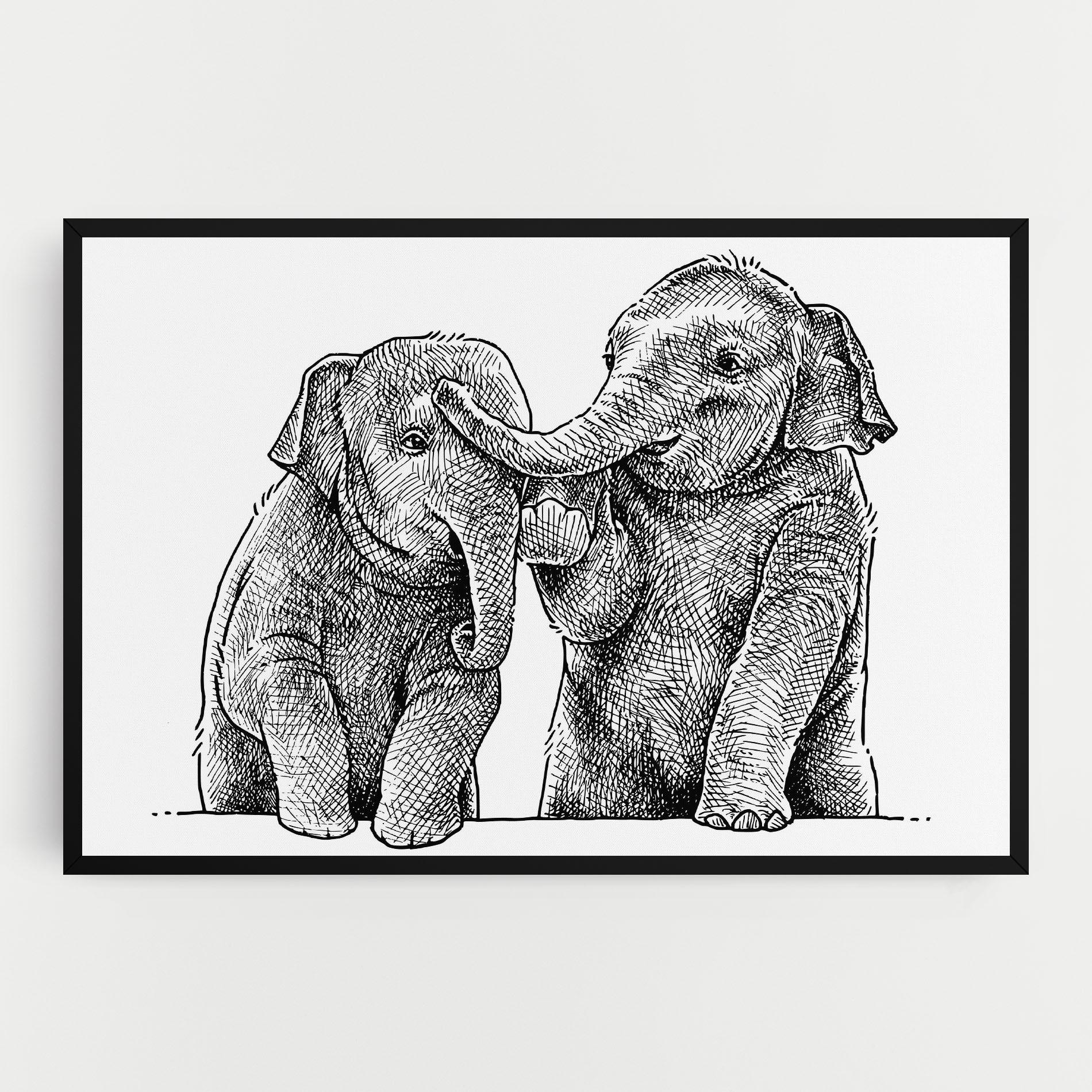 Картина на платно Baby Elephants mockup 0