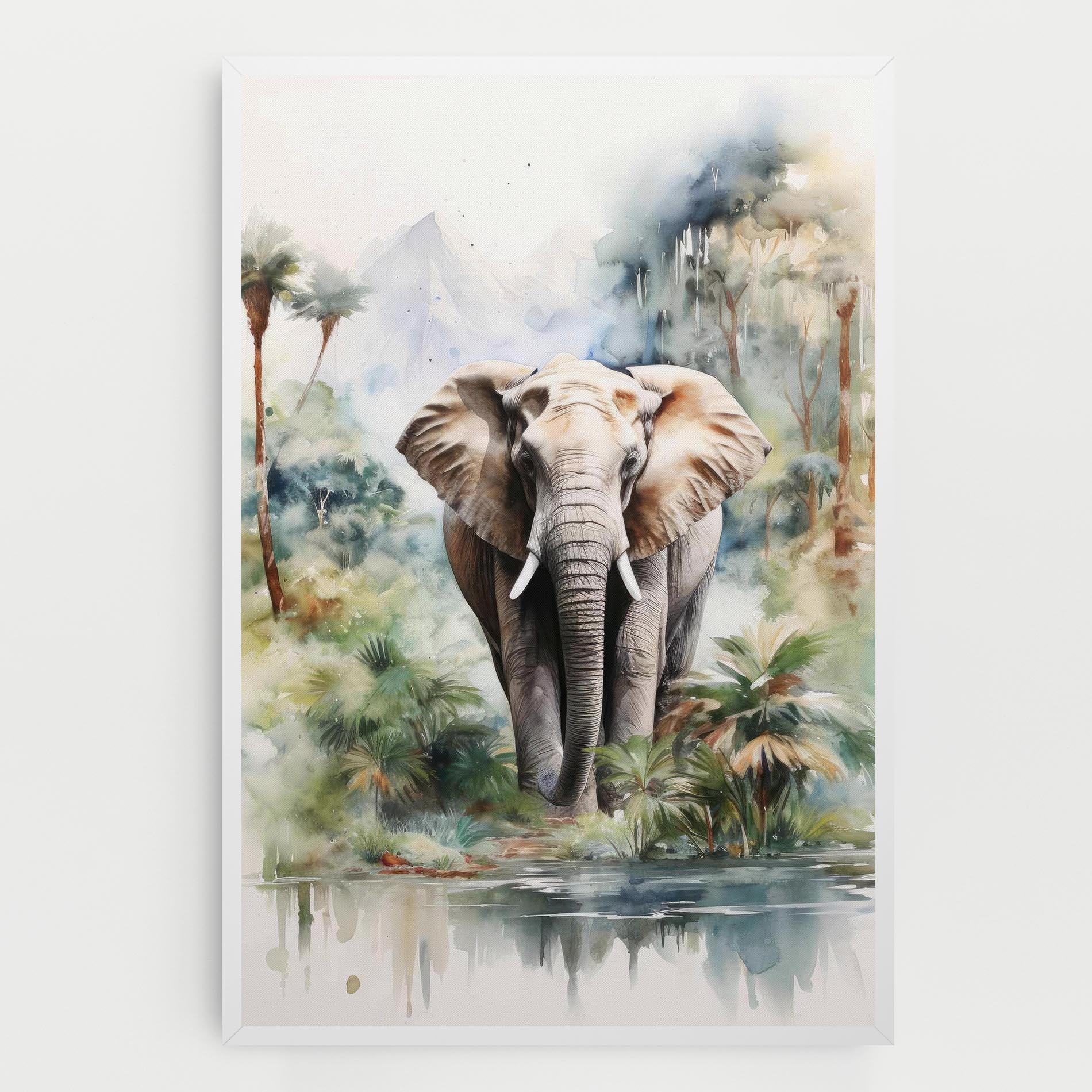 Картина на платно Wild Watercolor Elephant mockup 0
