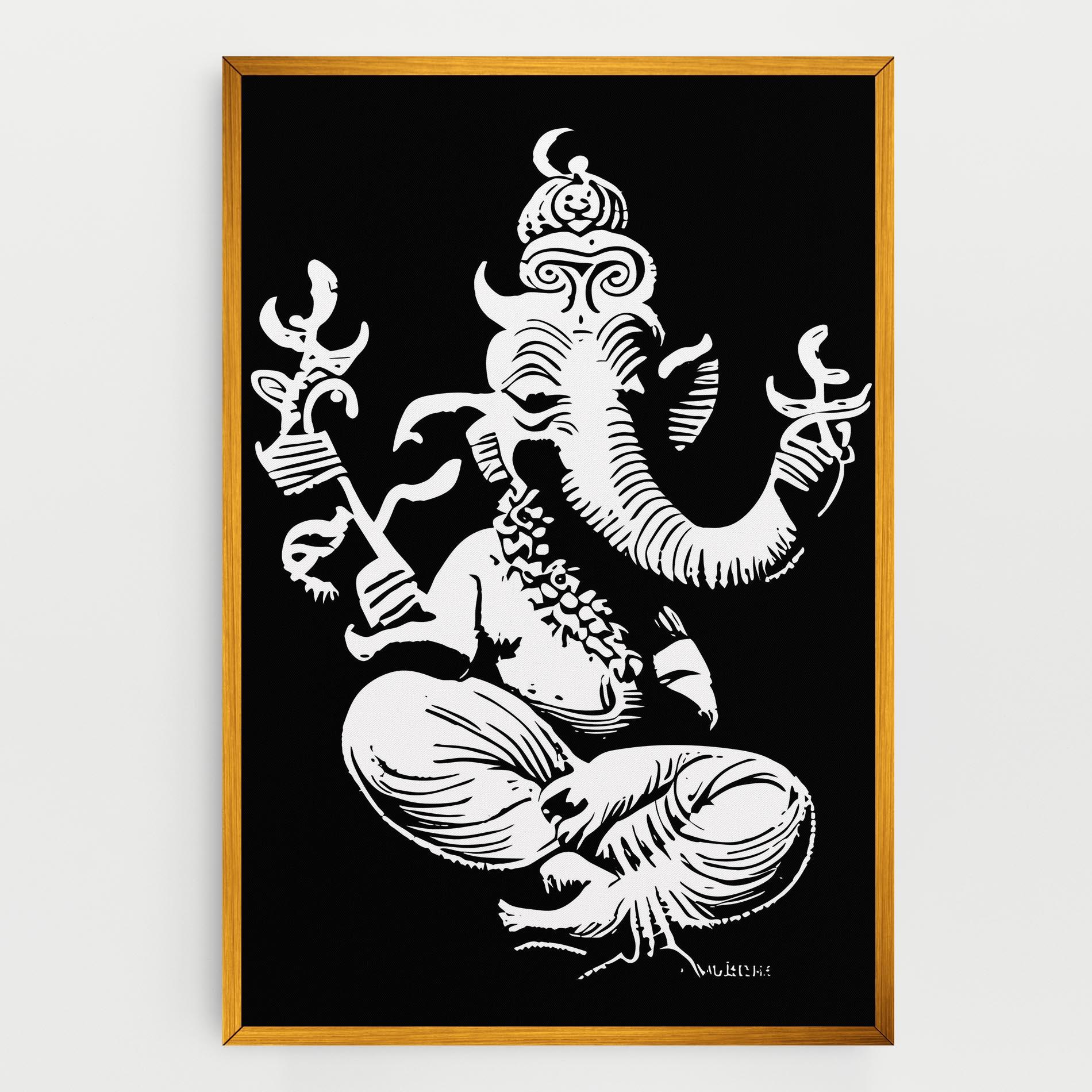 Картина на платно Black And White Ganesha mockup 0