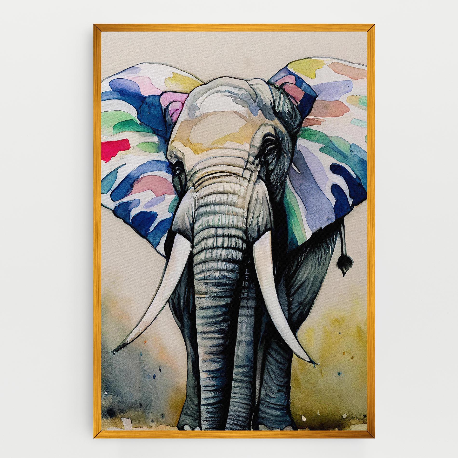 Картина на платно Watercolor Elephant Art mockup 0