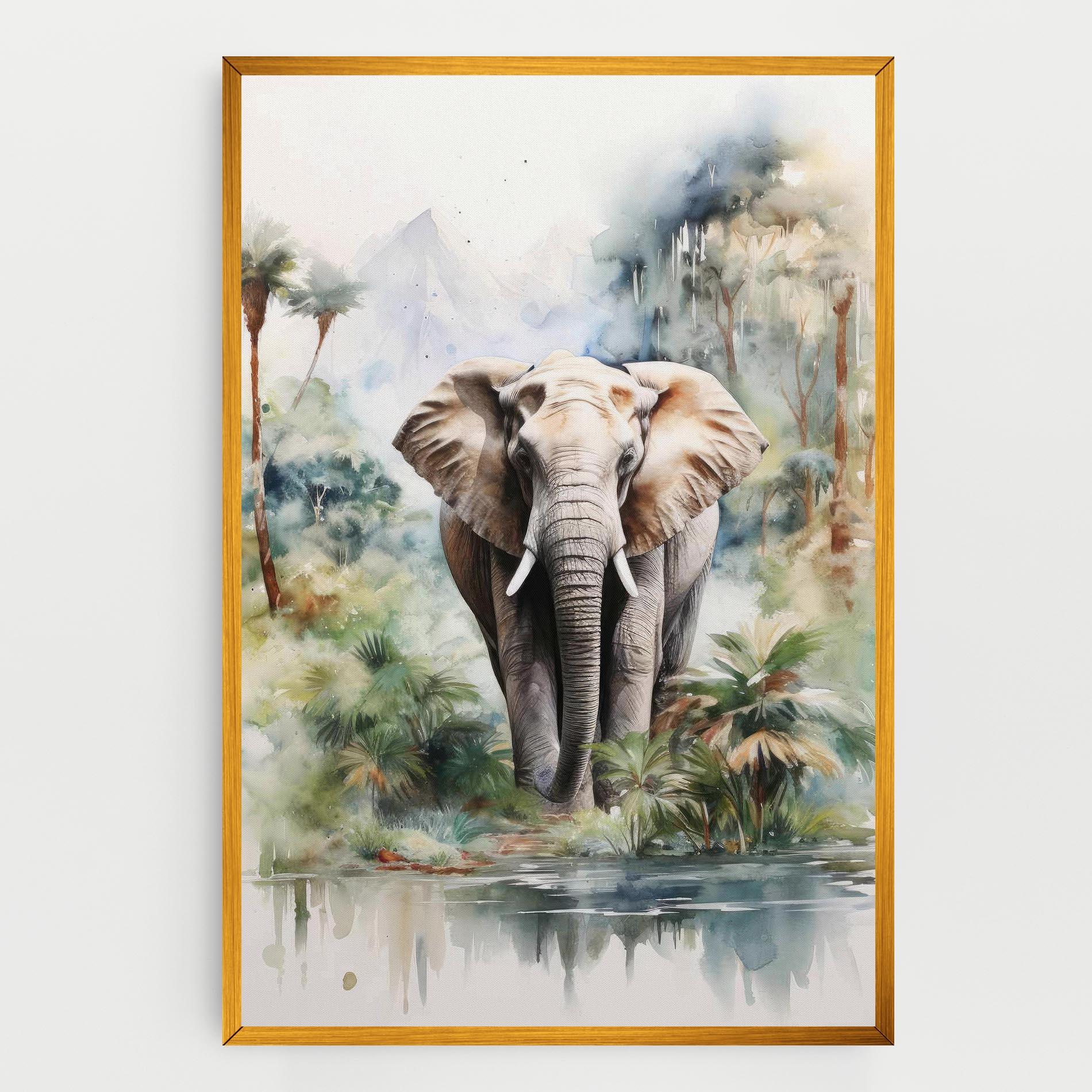 Картина на платно Wild Watercolor Elephant mockup 0