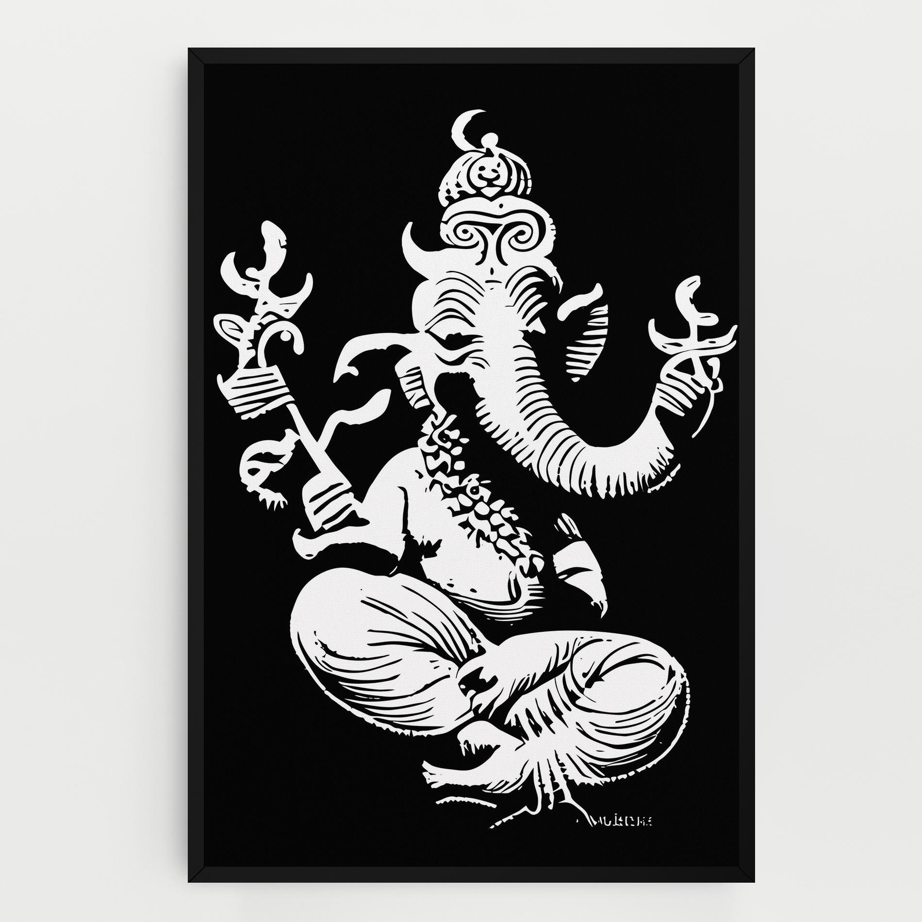 Картина на платно Black And White Ganesha mockup 0
