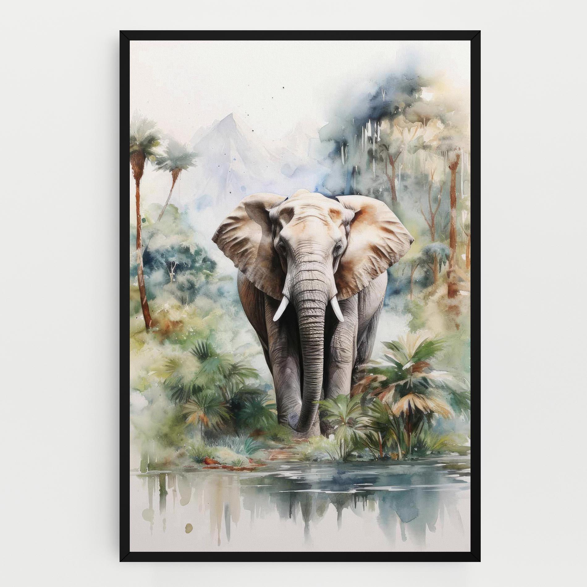 Картина на платно Wild Watercolor Elephant mockup 0