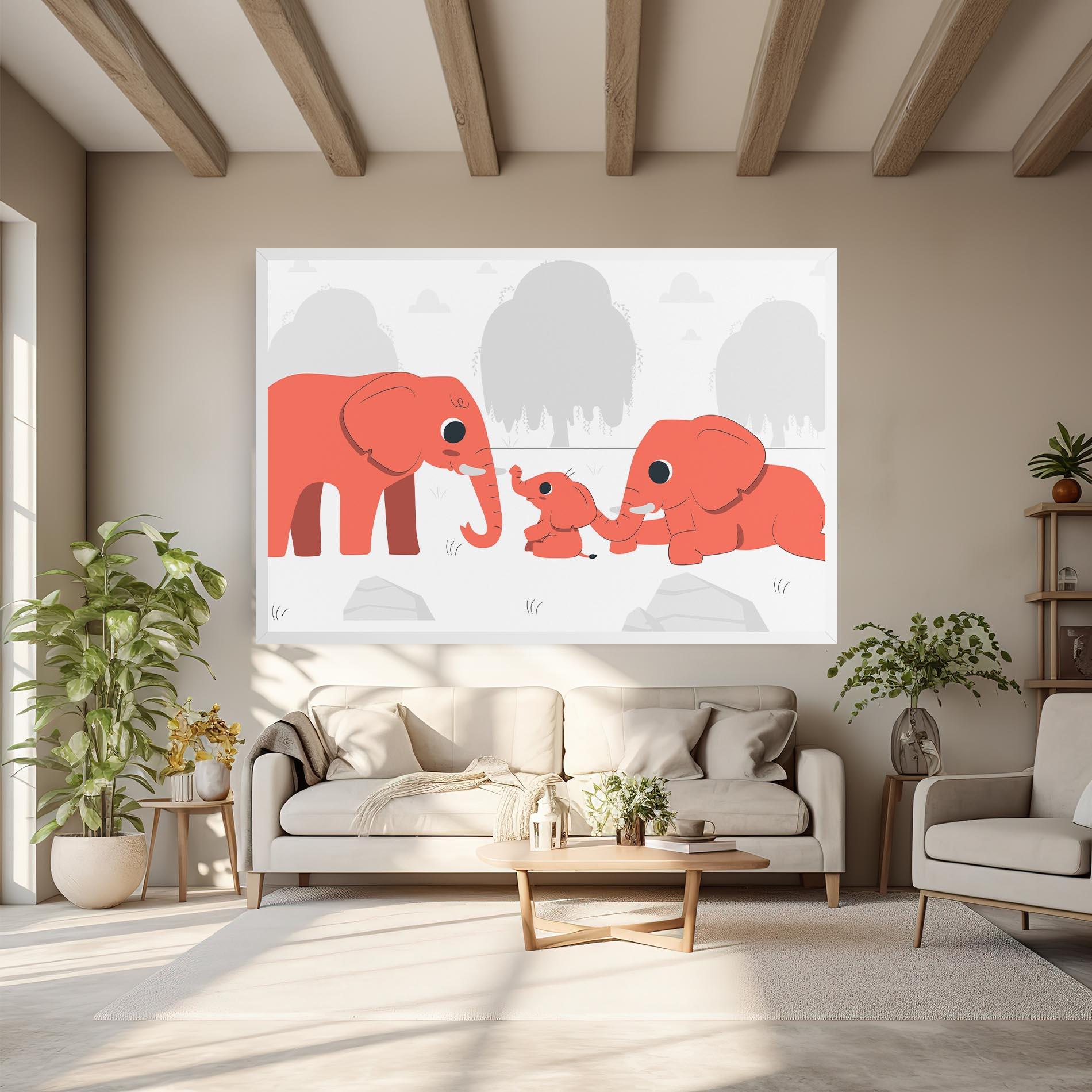 Картина на платно Orange Elephant mockup 6