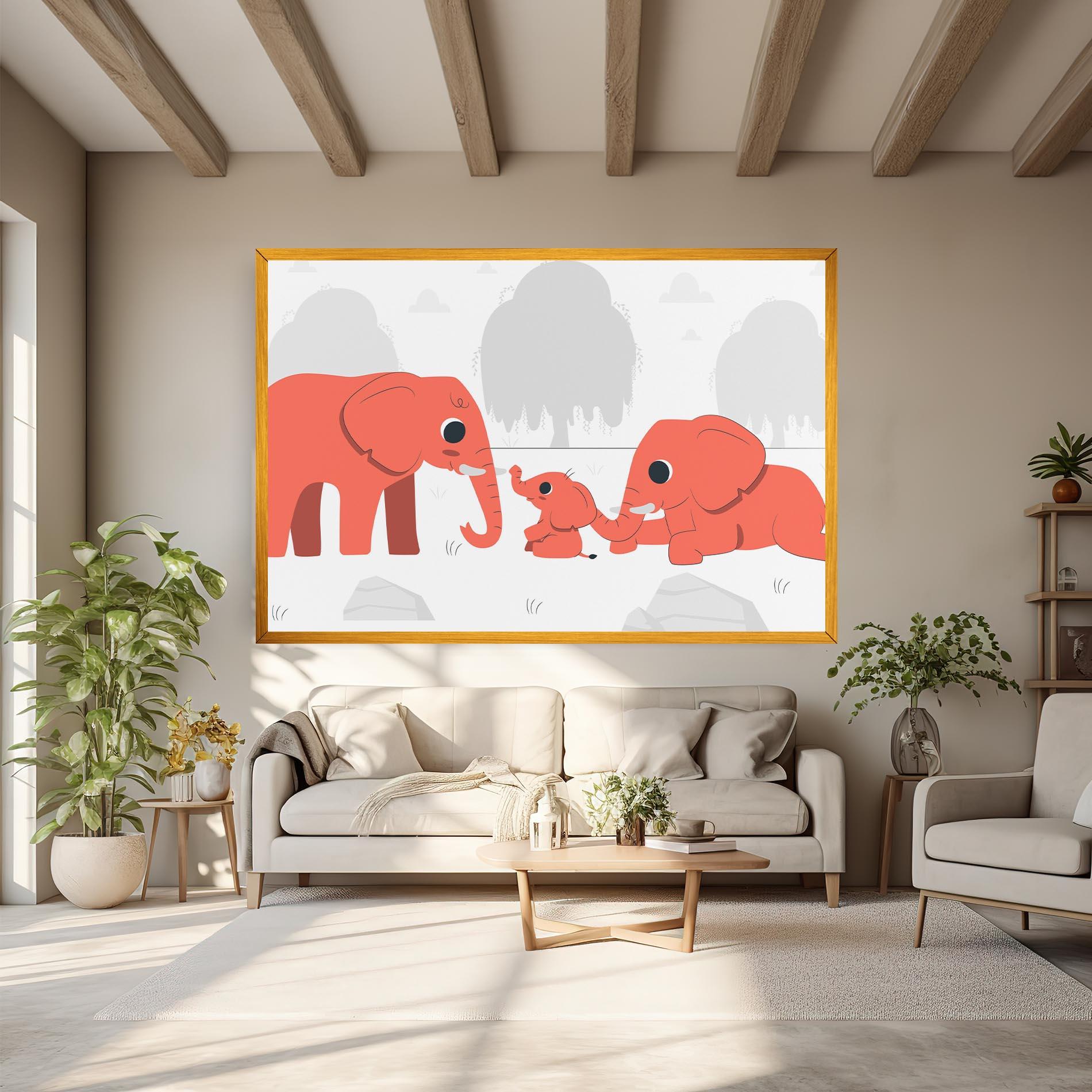 Картина на платно Orange Elephant mockup 6