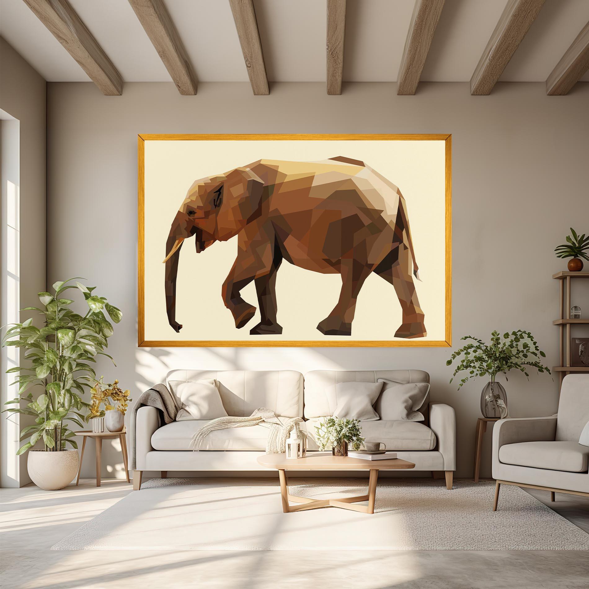 Картина на платно Walking Elephant Cream mockup 6