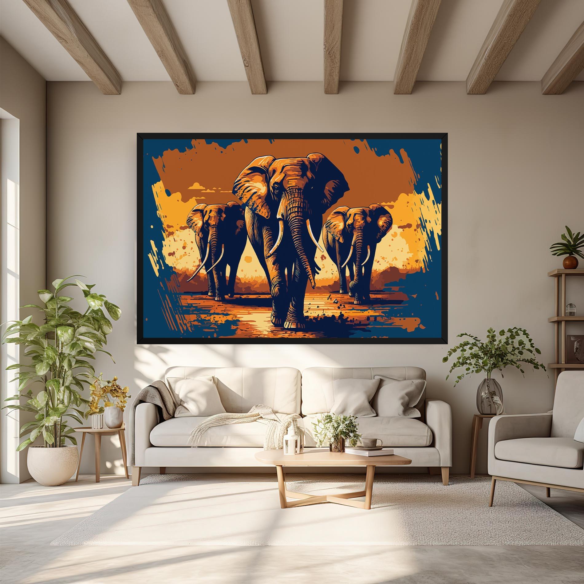 Картина на платно 3 Elephants mockup 6