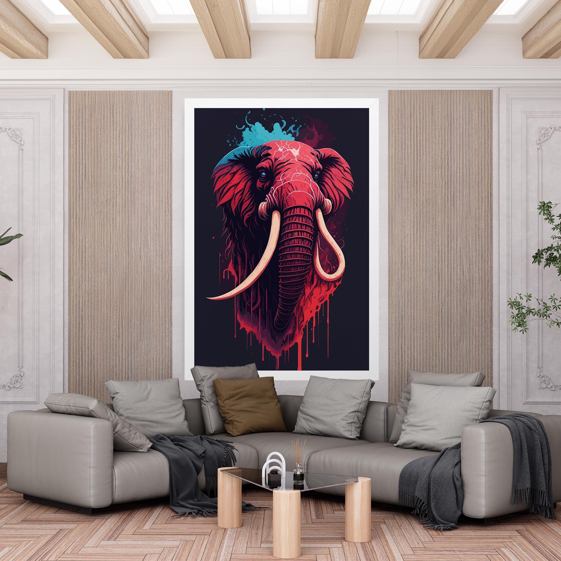 Картина на платно Blue Red Elephant mockup 6