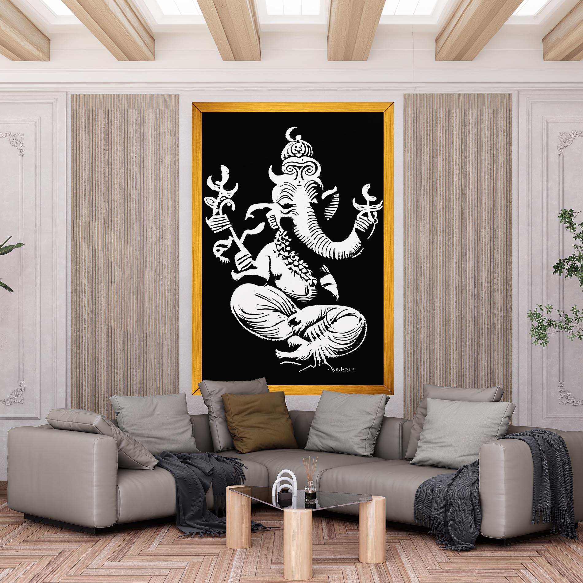 Картина на платно Black And White Ganesha mockup 6