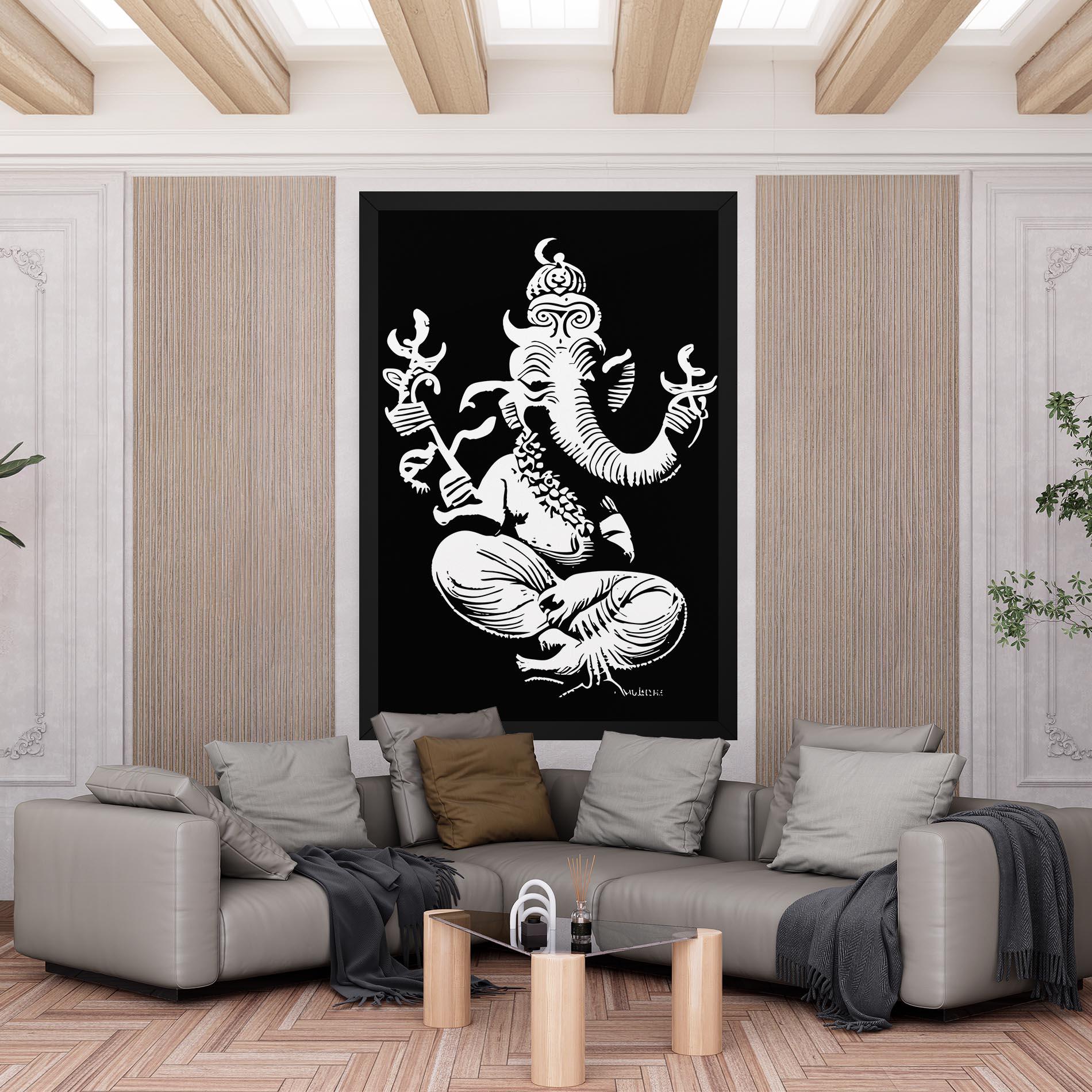 Картина на платно Black And White Ganesha mockup 6