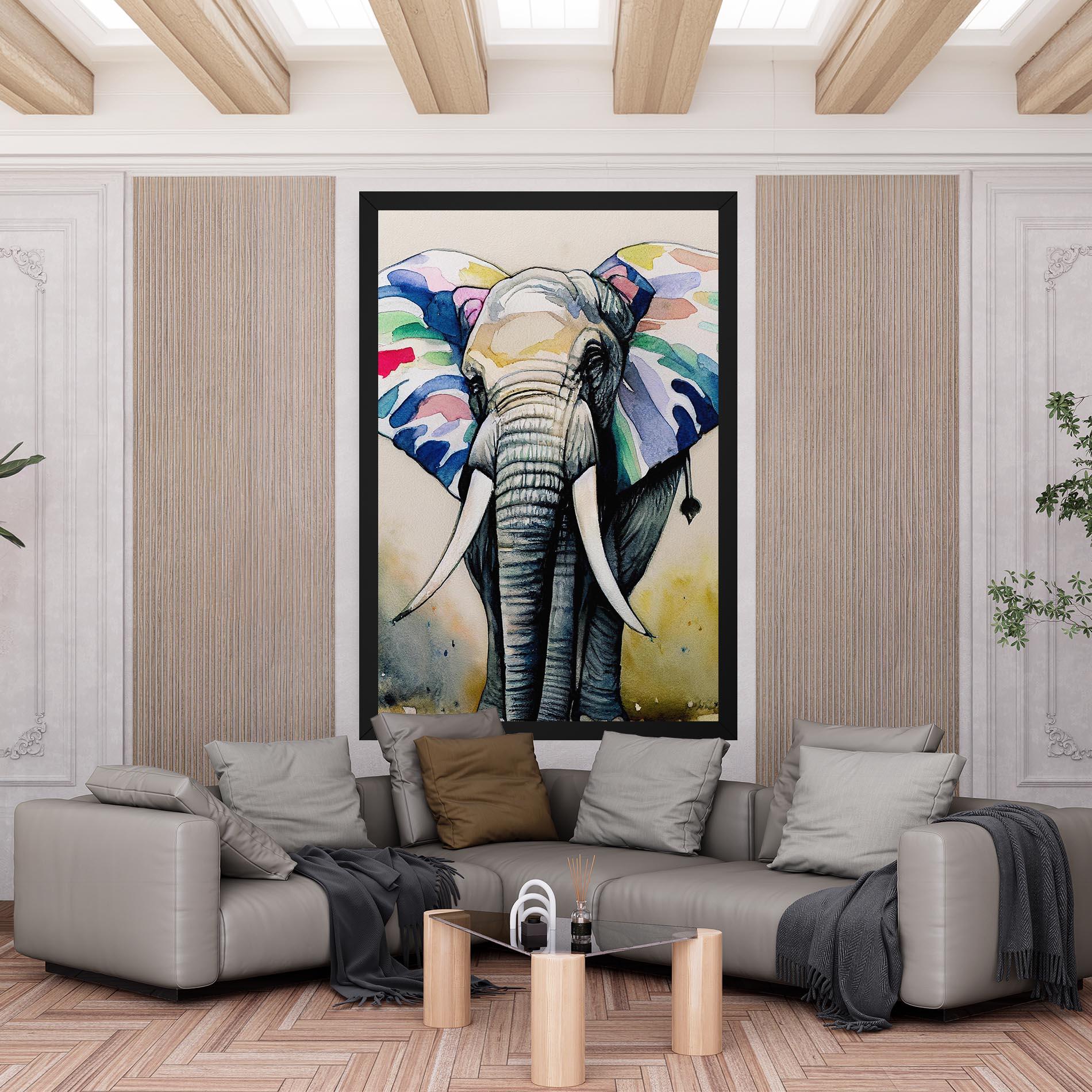 Картина на платно Watercolor Elephant Art mockup 6