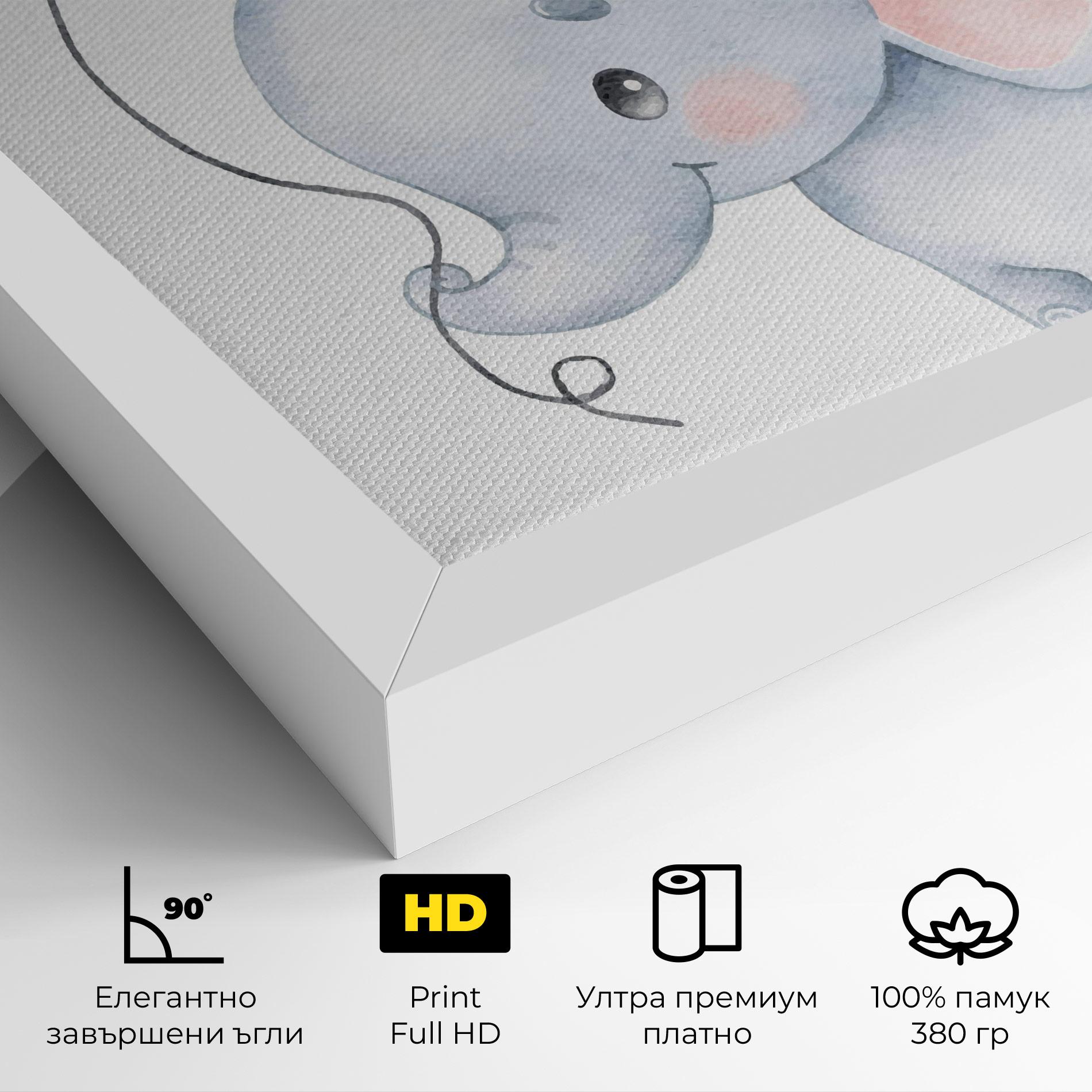 Картина на платно Baby Elephant Kids mockup 4