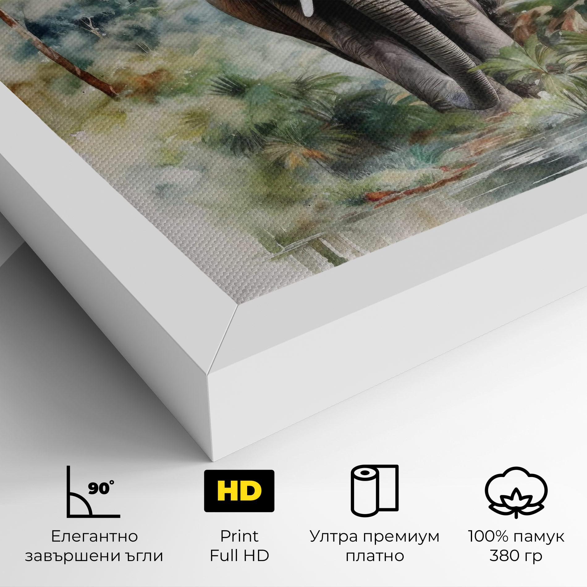 Картина на платно Wild Watercolor Elephant mockup 4