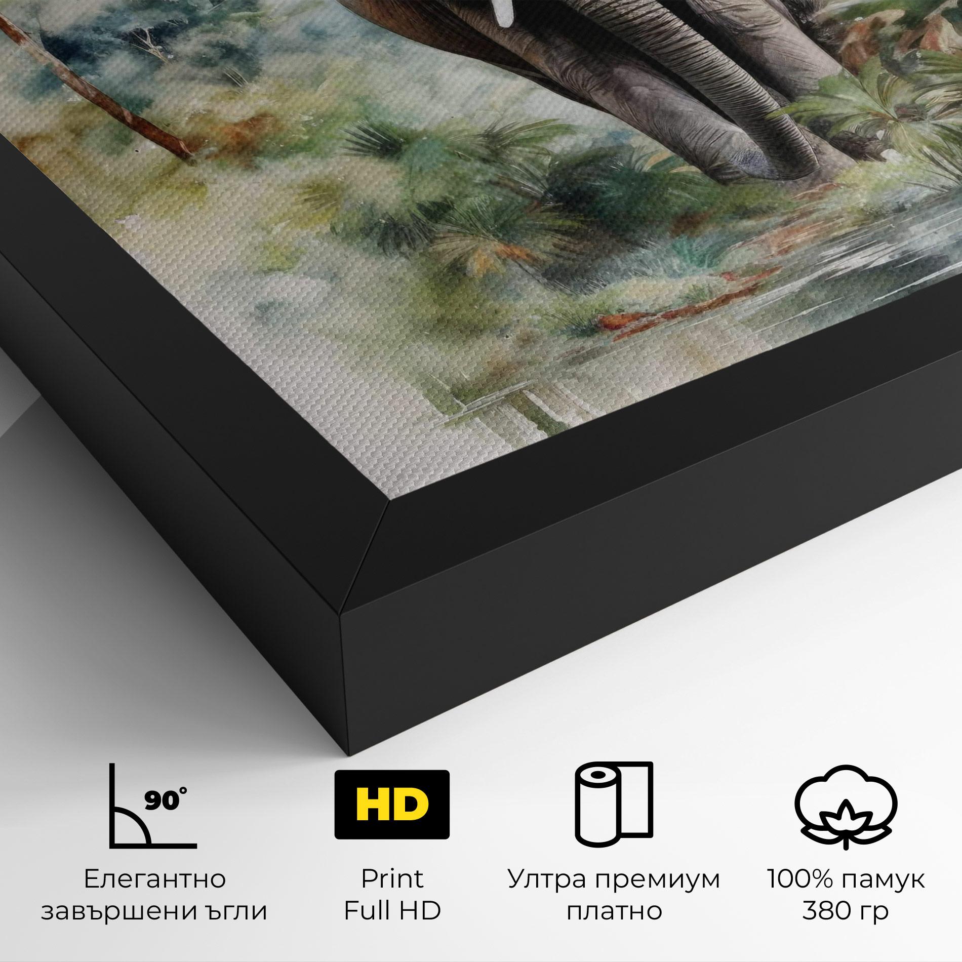 Картина на платно Wild Watercolor Elephant mockup 4