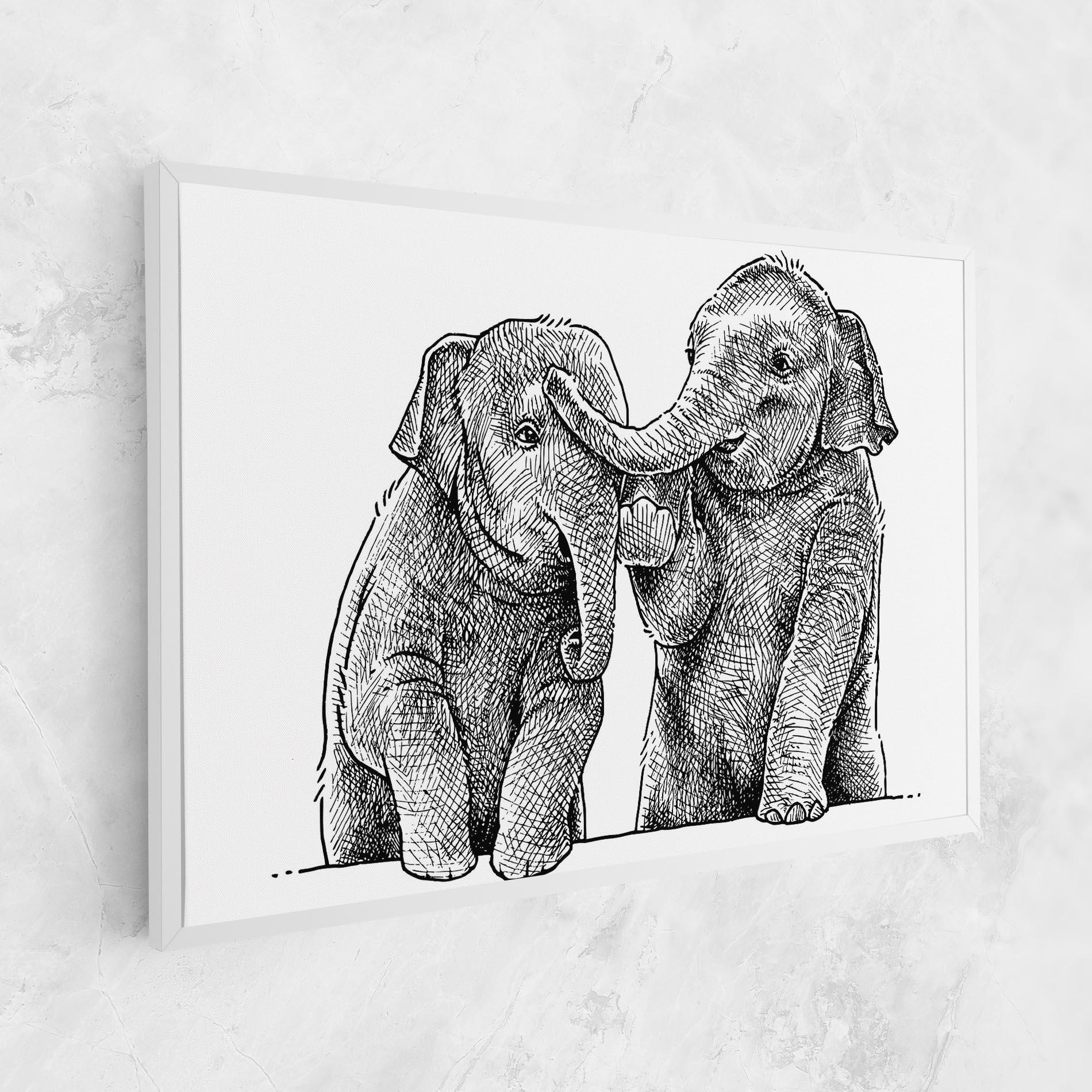 Картина на платно Baby Elephants mockup 1