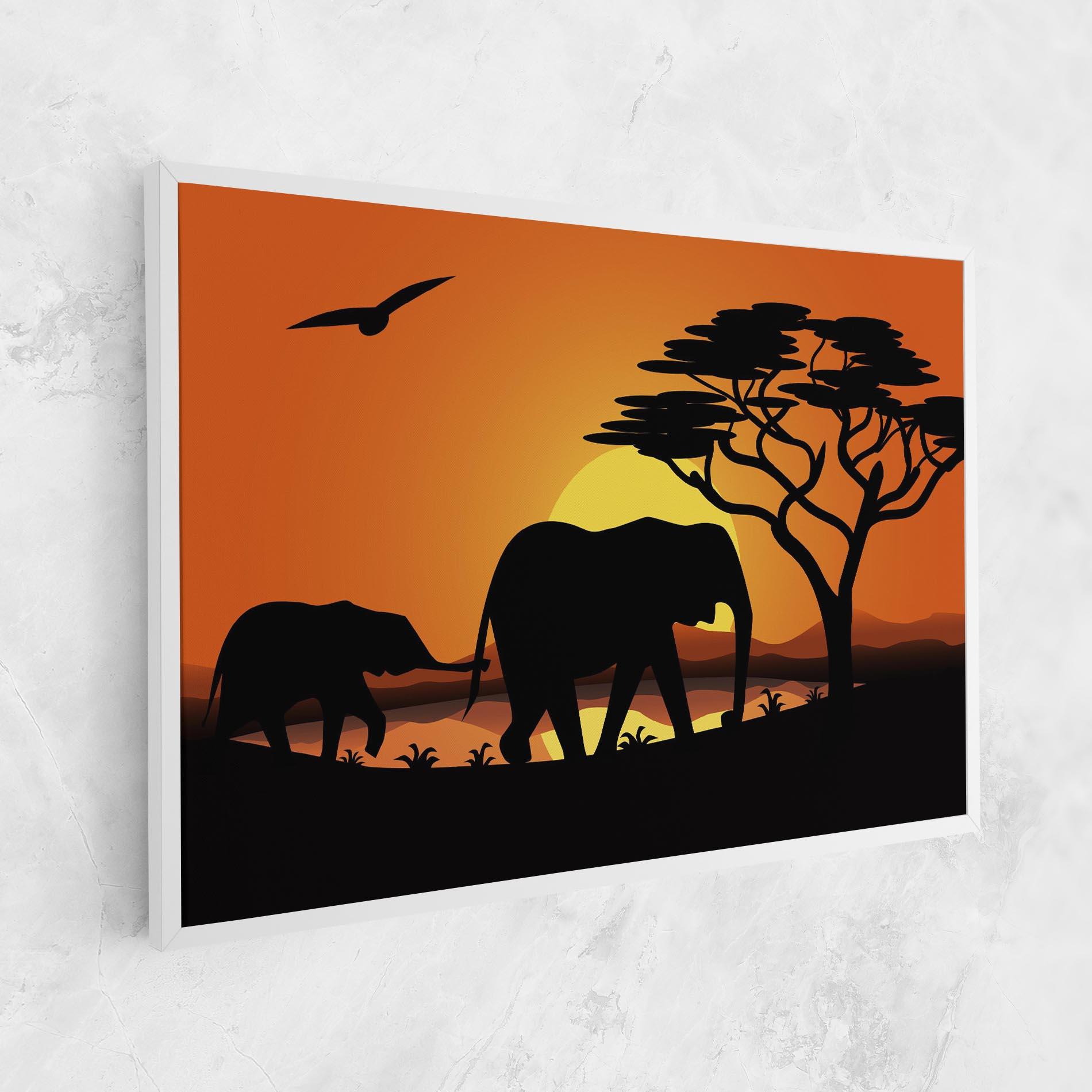 Картина на платно Elephant Sunset mockup 1