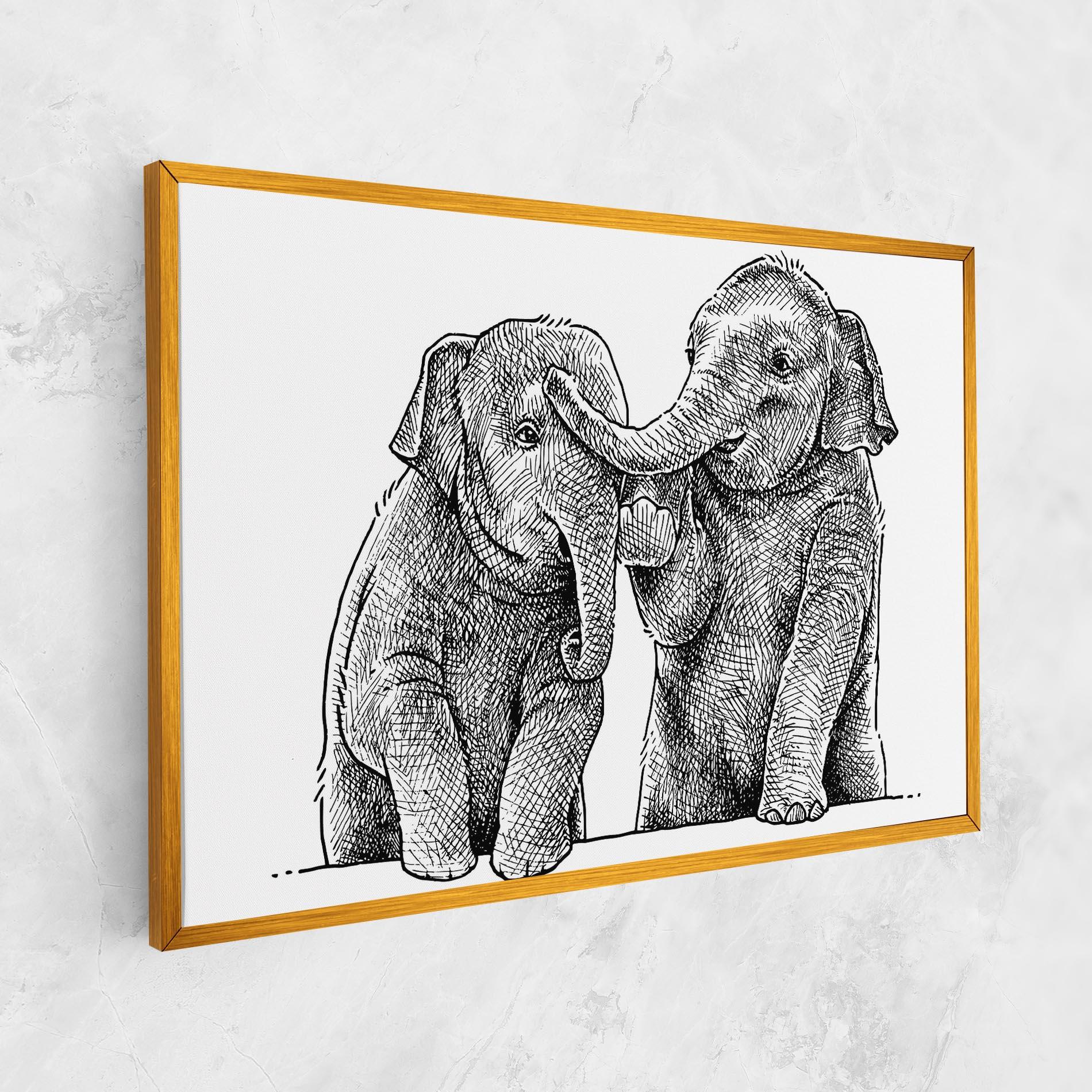 Картина на платно Baby Elephants mockup 1