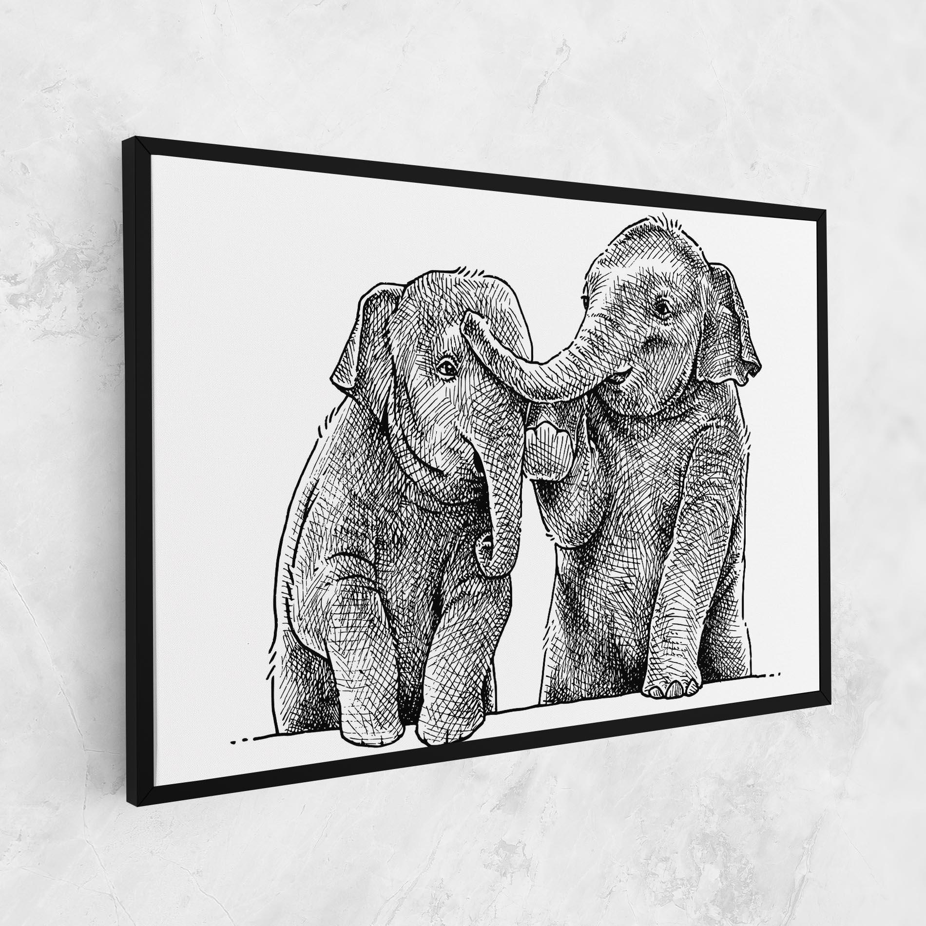 Картина на платно Baby Elephants mockup 1